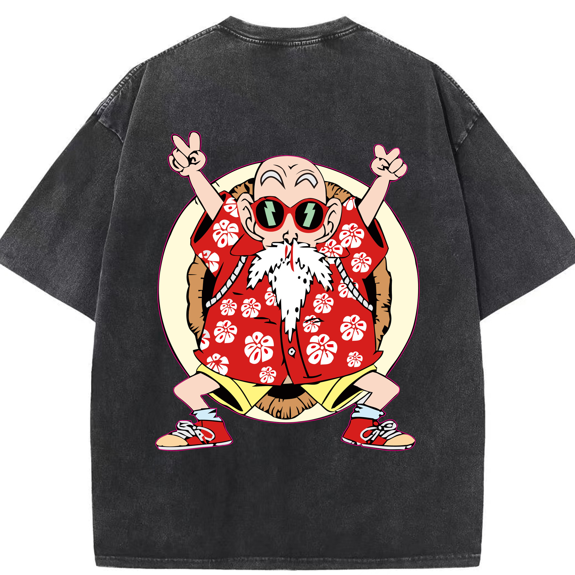 （画像用） ドラゴンボール 亀仙人（かめせんにん） DRAGON BALL Master Roshi Kame Sennin 綿100% ヴィンテージ風 半袖Tシャツ（背面プリント）