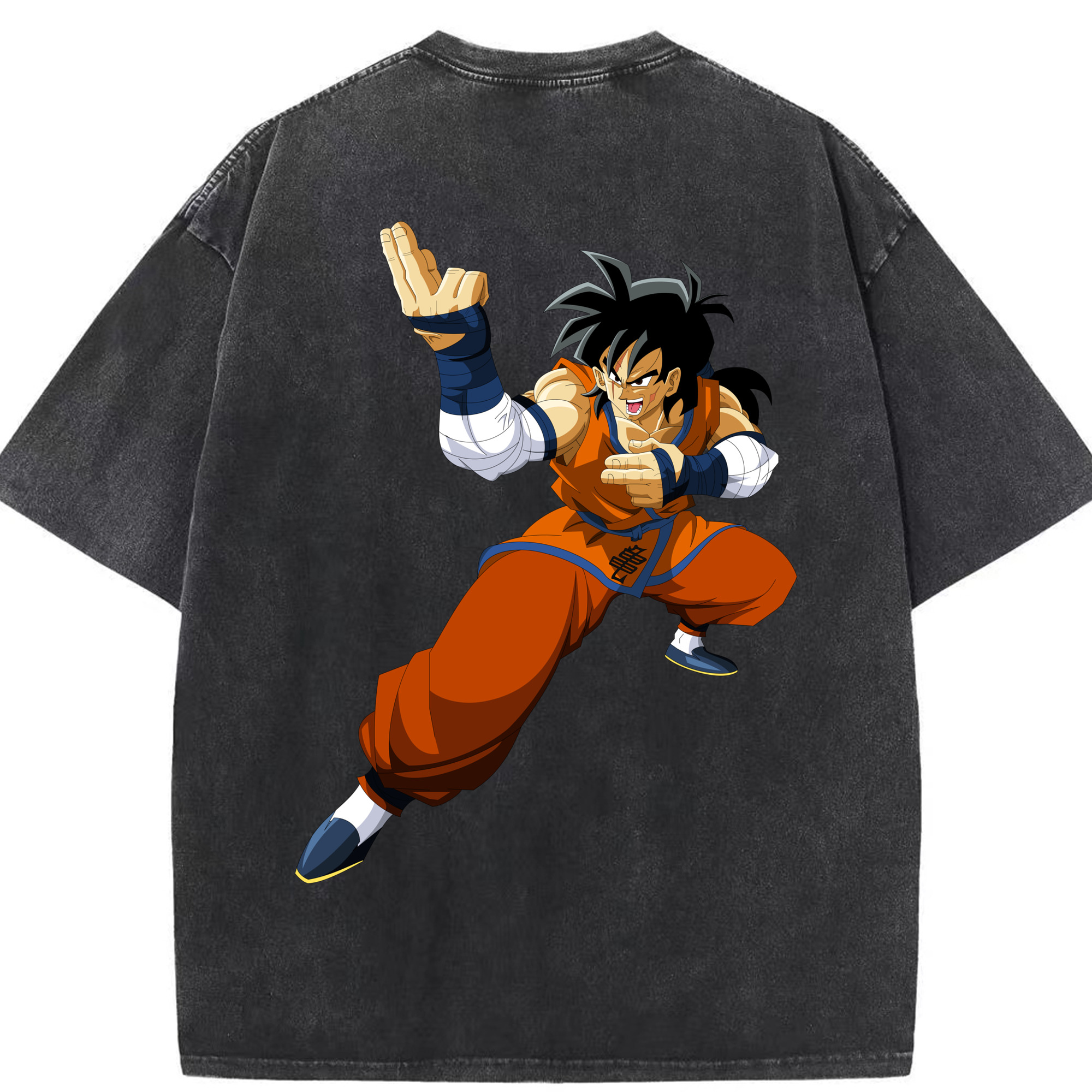 （画像用） ドラゴンボール ヤムチャ DRAGON BALL Yamcha 綿100% ヴィンテージ風 半袖Tシャツ（背面プリント）