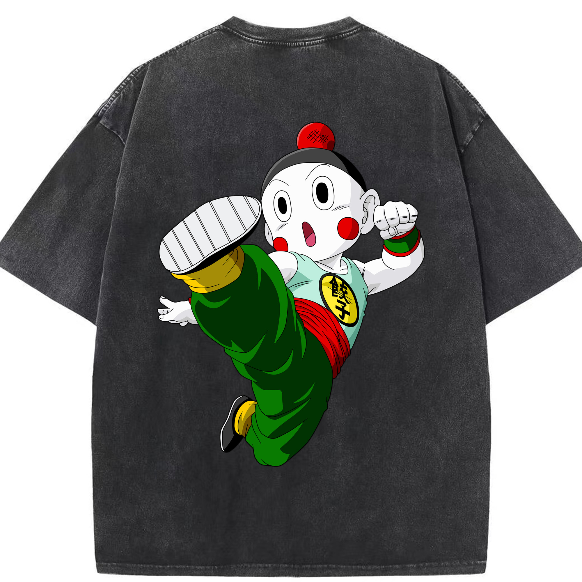 （画像用） ドラゴンボール 餃子（チャオズ）DRAGON BALL Chaoz 綿100% ヴィンテージ風 半袖Tシャツ（背面プリント）