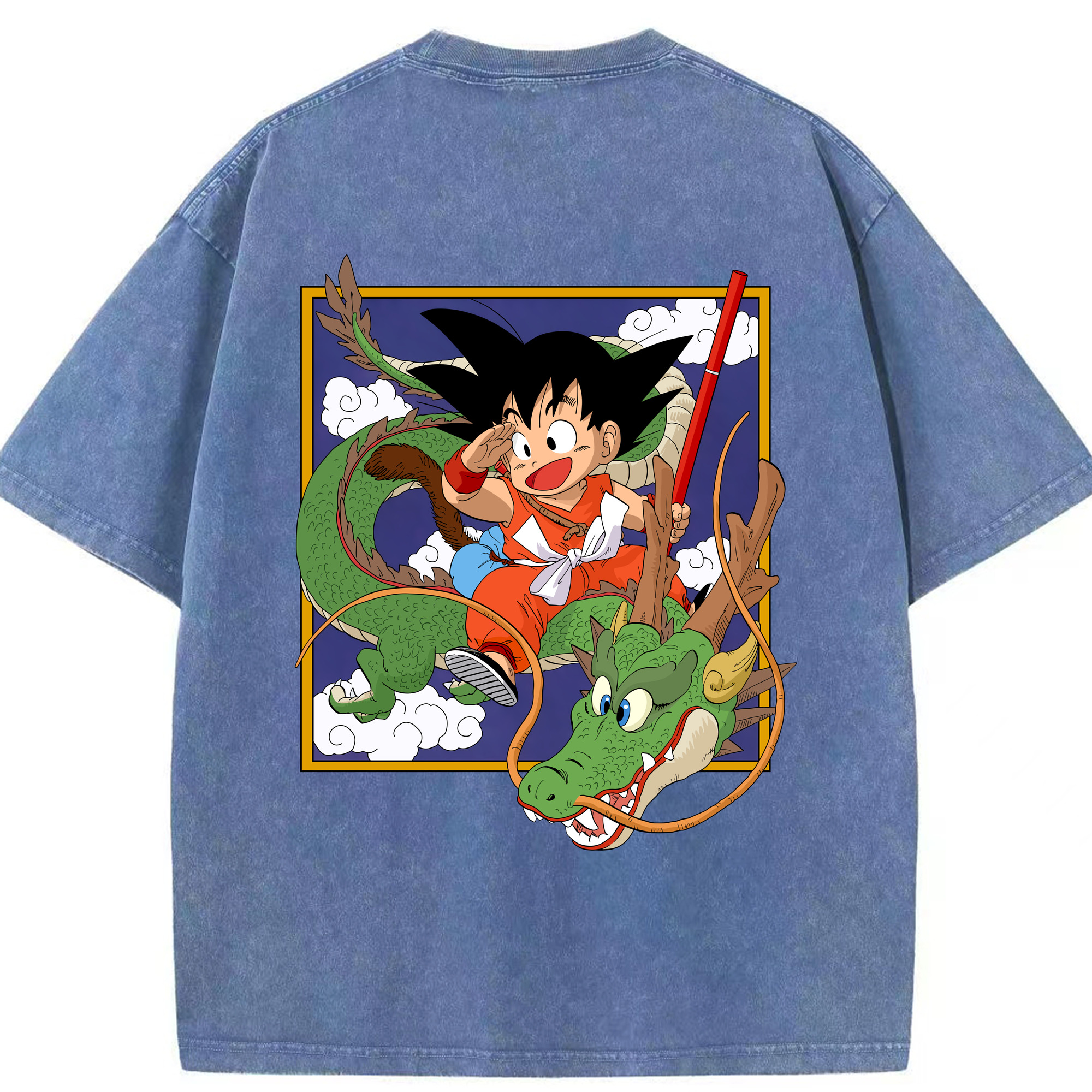 （画像用） ドラゴンボール 孫悟空（そん ごくう）Son Goku カカロット DRAGON BALL Kakarotto 綿100% ヴィンテージ風 半袖Tシャツ（背面プリント）