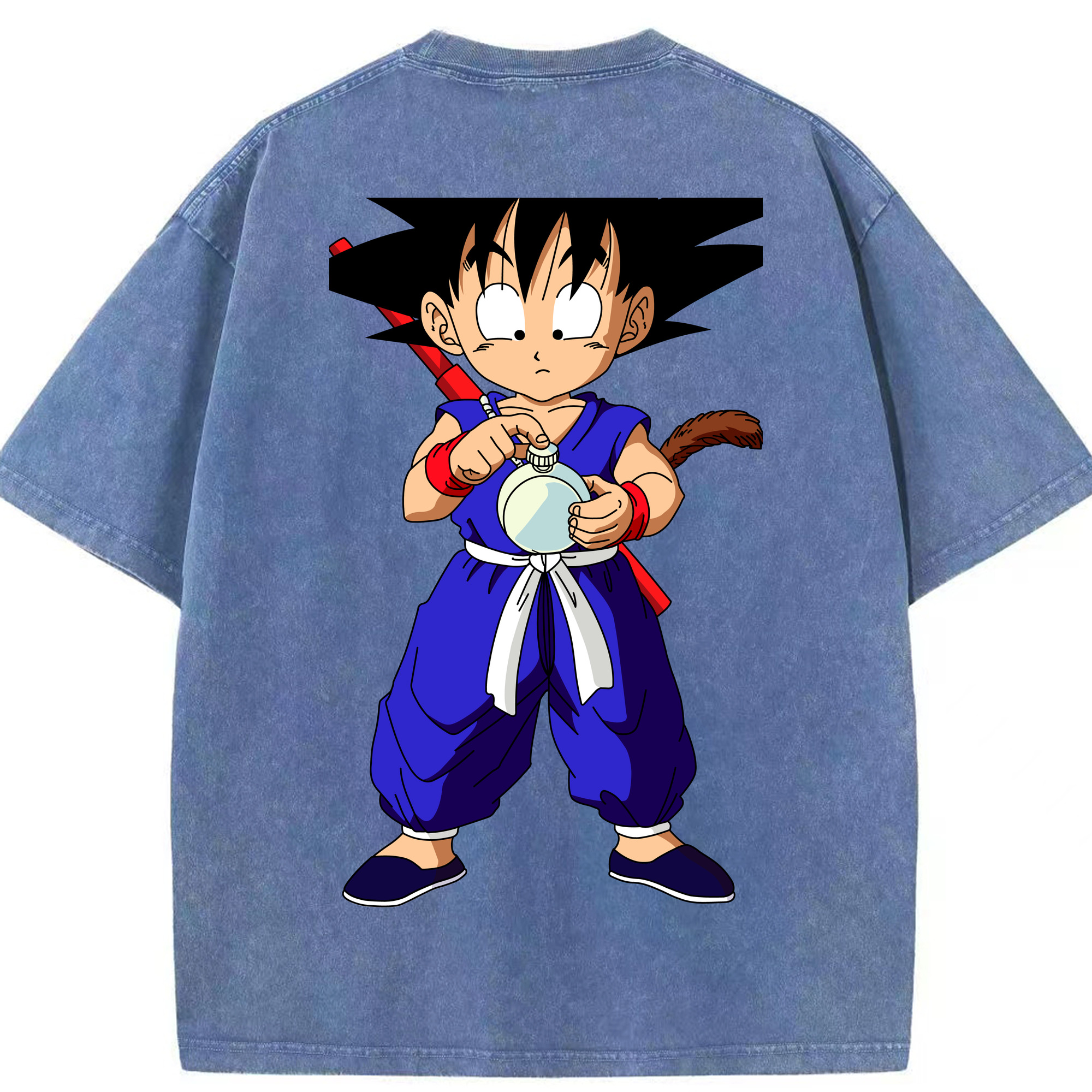 （画像用） ドラゴンボール 孫悟空（そん ごくう）Son Goku カカロット DRAGON BALL Kakarotto 綿100% ヴィンテージ風 半袖Tシャツ（背面プリント）