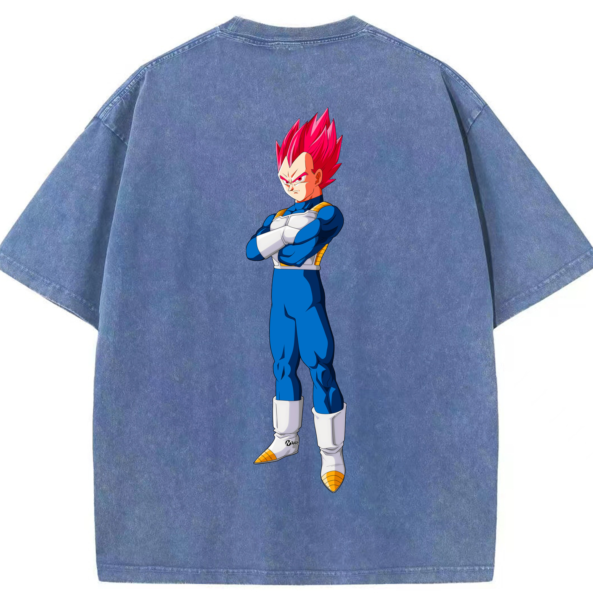 （画像用） ドラゴンボール ベジータ四世（Bejīta Yonsei）DRAGON BALL Vegeta IV 綿100% ヴィンテージ風 半袖Tシャツ（背面プリント）