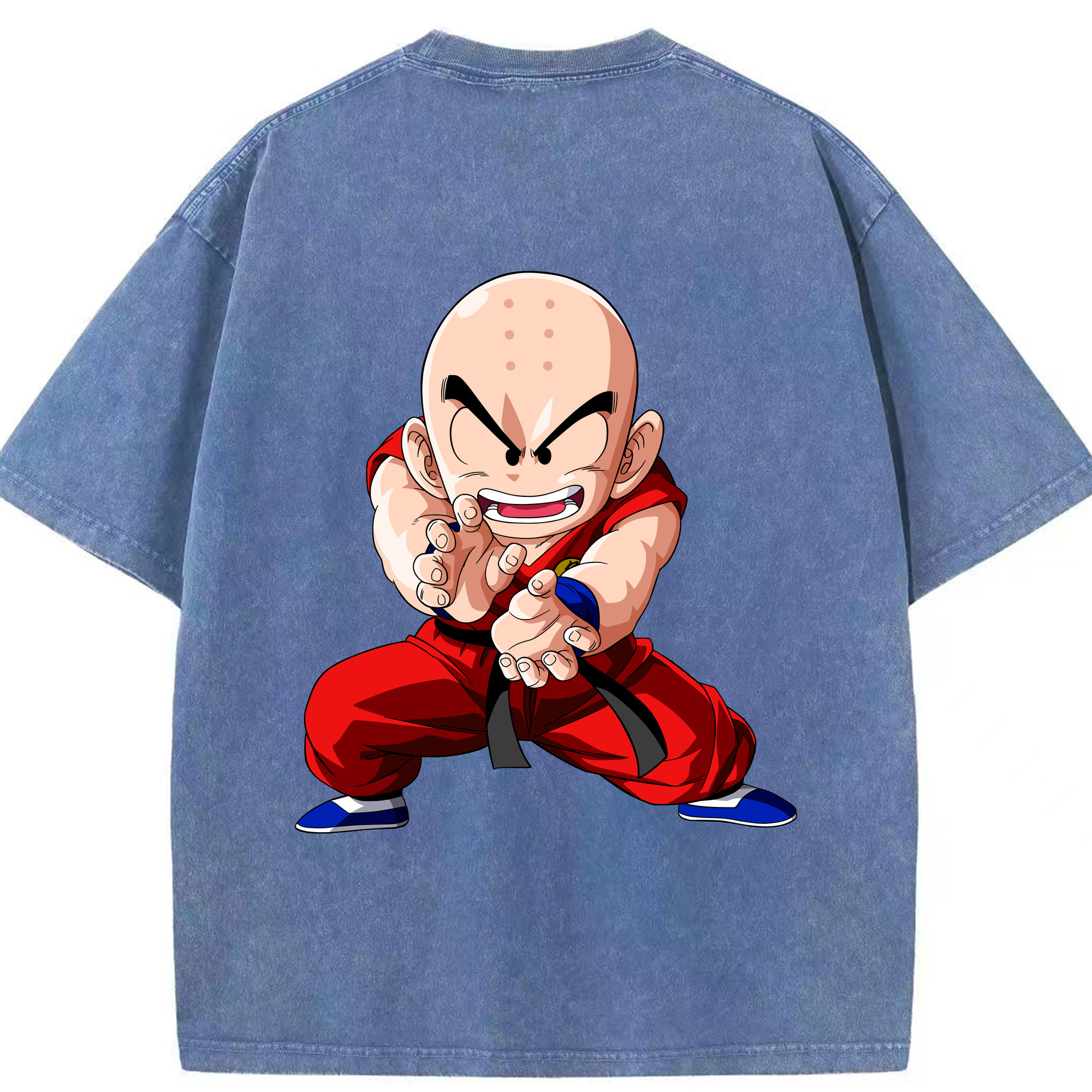 （画像用） ドラゴンボール クリリン DRAGON BALL krillin 綿100% ヴィンテージ風 半袖Tシャツ（背面プリント）