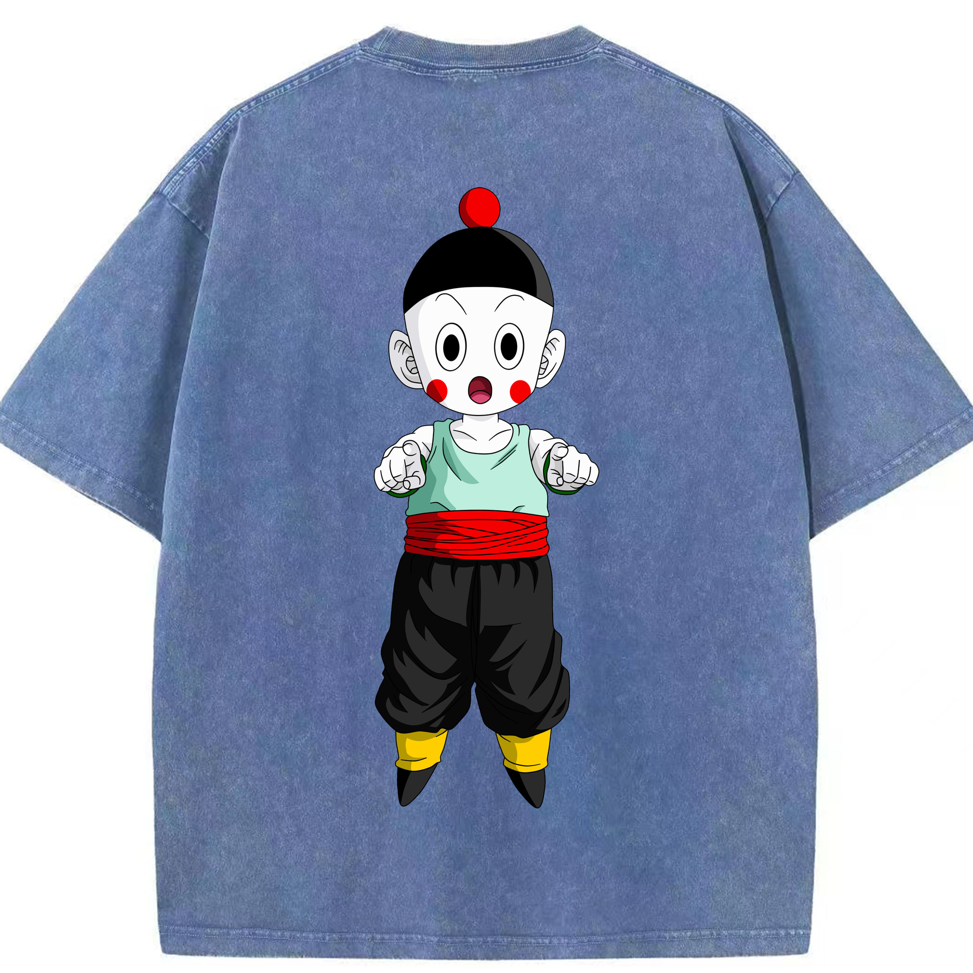 （画像用） ドラゴンボール 餃子（チャオズ）DRAGON BALL Chaoz 綿100% ヴィンテージ風 半袖Tシャツ（背面プリント）