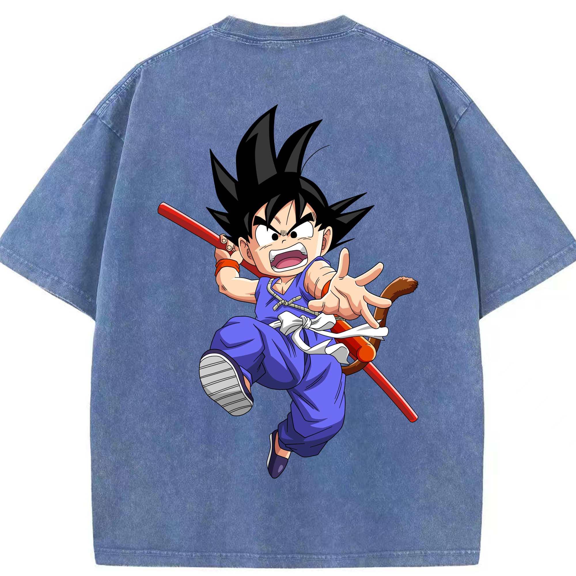 （画像用） ドラゴンボール 孫悟空（そん ごくう）Son Goku カカロット DRAGON BALL Kakarotto 綿100% ヴィンテージ風 半袖Tシャツ（背面プリント）