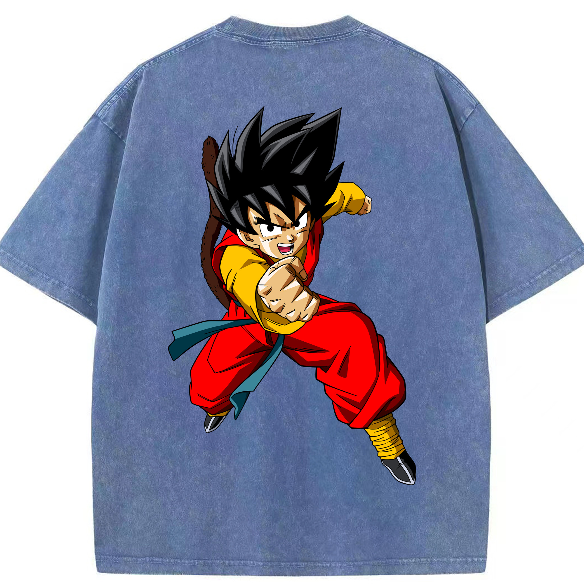 （画像用） ドラゴンボール 孫悟空（そん ごくう）Son Goku カカロット DRAGON BALL Kakarotto 綿100% ヴィンテージ風 半袖Tシャツ（背面プリント）