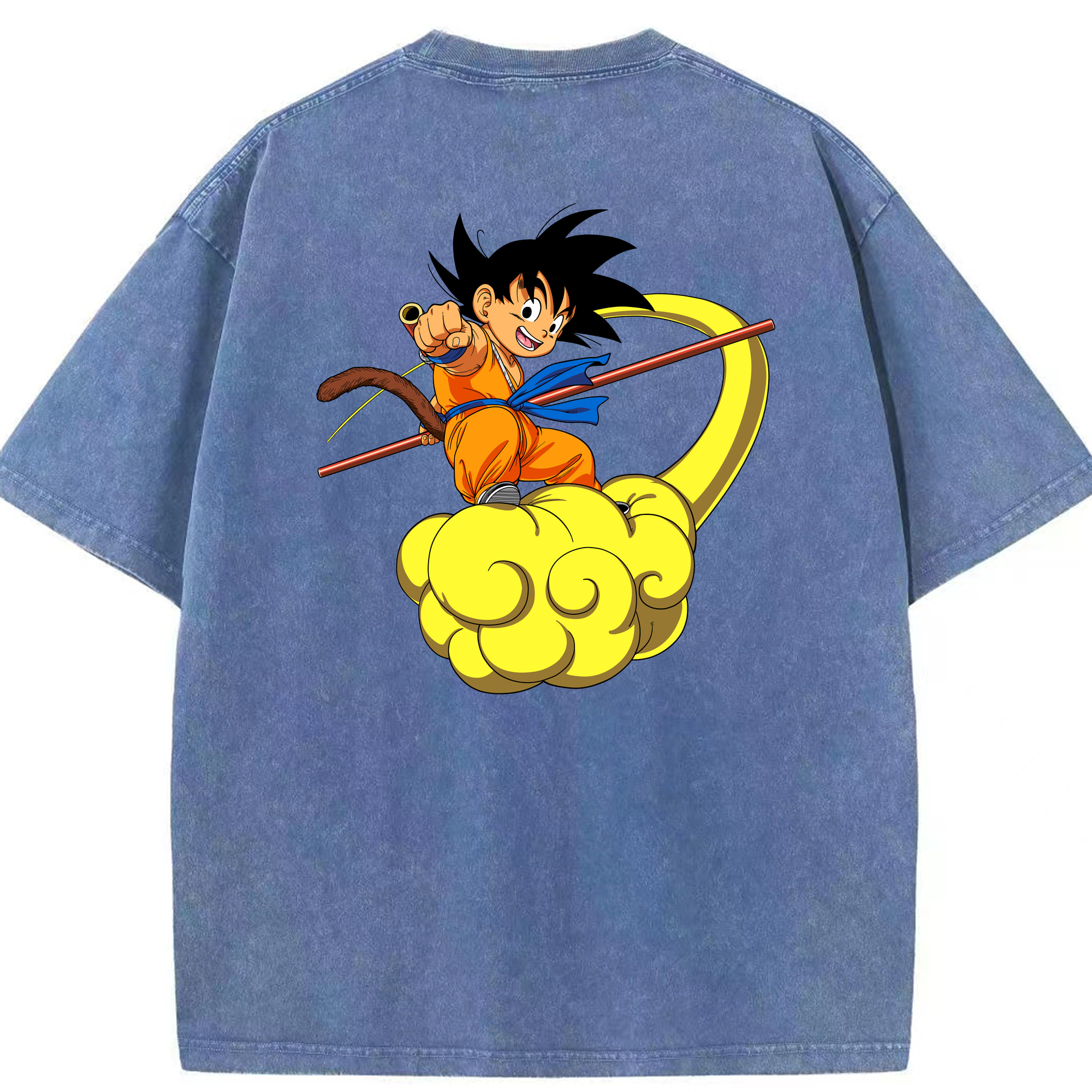 （画像用） ドラゴンボール 孫悟空（そん ごくう）Son Goku カカロット DRAGON BALL Kakarotto 綿100% ヴィンテージ風 半袖Tシャツ（背面プリント）
