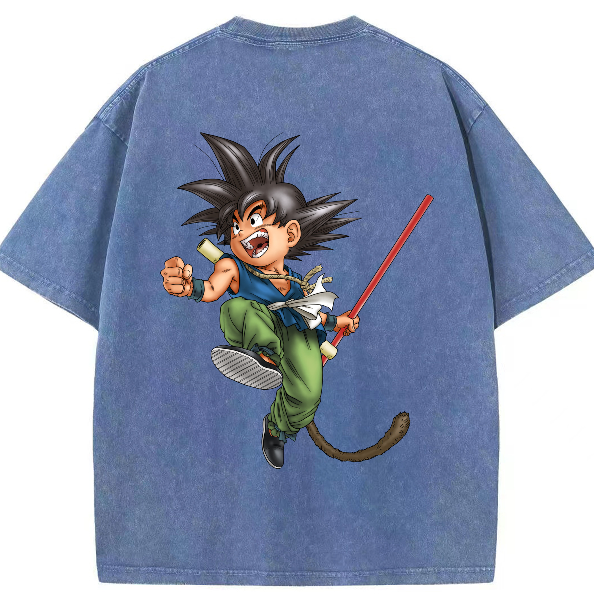 （画像用） ドラゴンボール 孫悟空（そん ごくう）Son Goku カカロット DRAGON BALL Kakarotto 綿100% ヴィンテージ風 半袖Tシャツ（背面プリント）