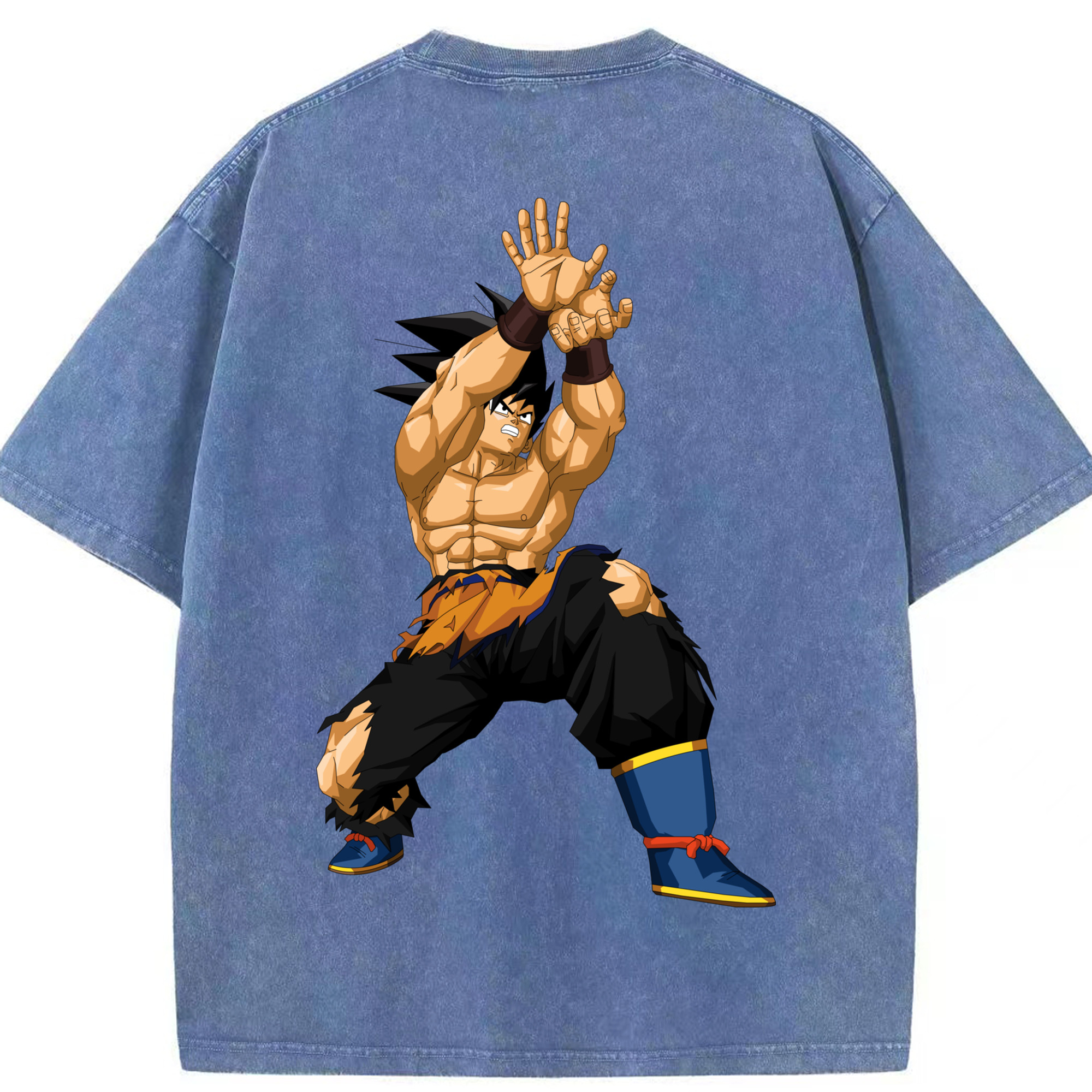 （画像用） ドラゴンボール 孫悟空（そん ごくう）Son Goku カカロット DRAGON BALL Kakarotto 綿100% ヴィンテージ風 半袖Tシャツ（背面プリント）
