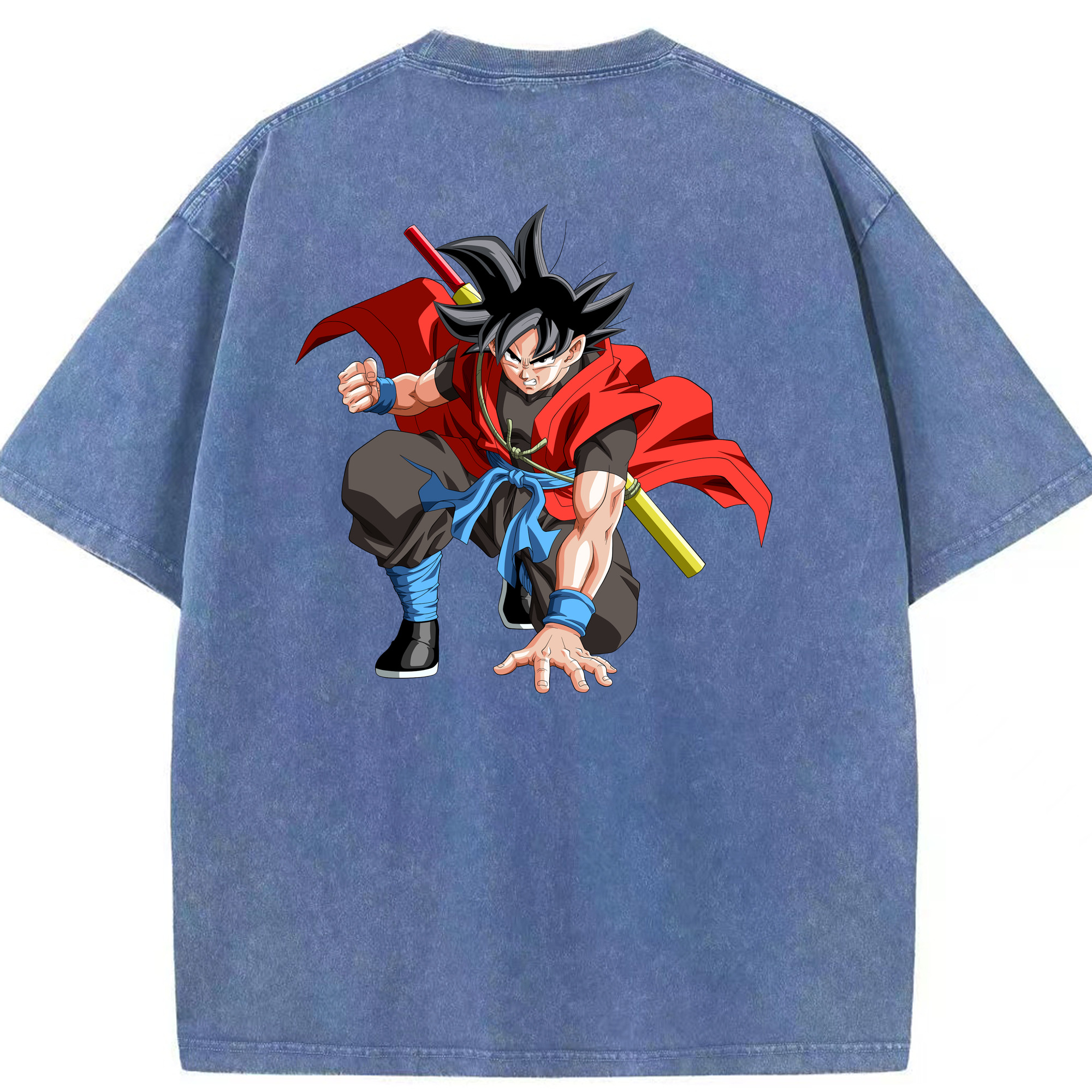 （画像用） ドラゴンボール 孫悟空（そん ごくう）Son Goku カカロット DRAGON BALL Kakarotto 綿100% ヴィンテージ風 半袖Tシャツ（背面プリント）