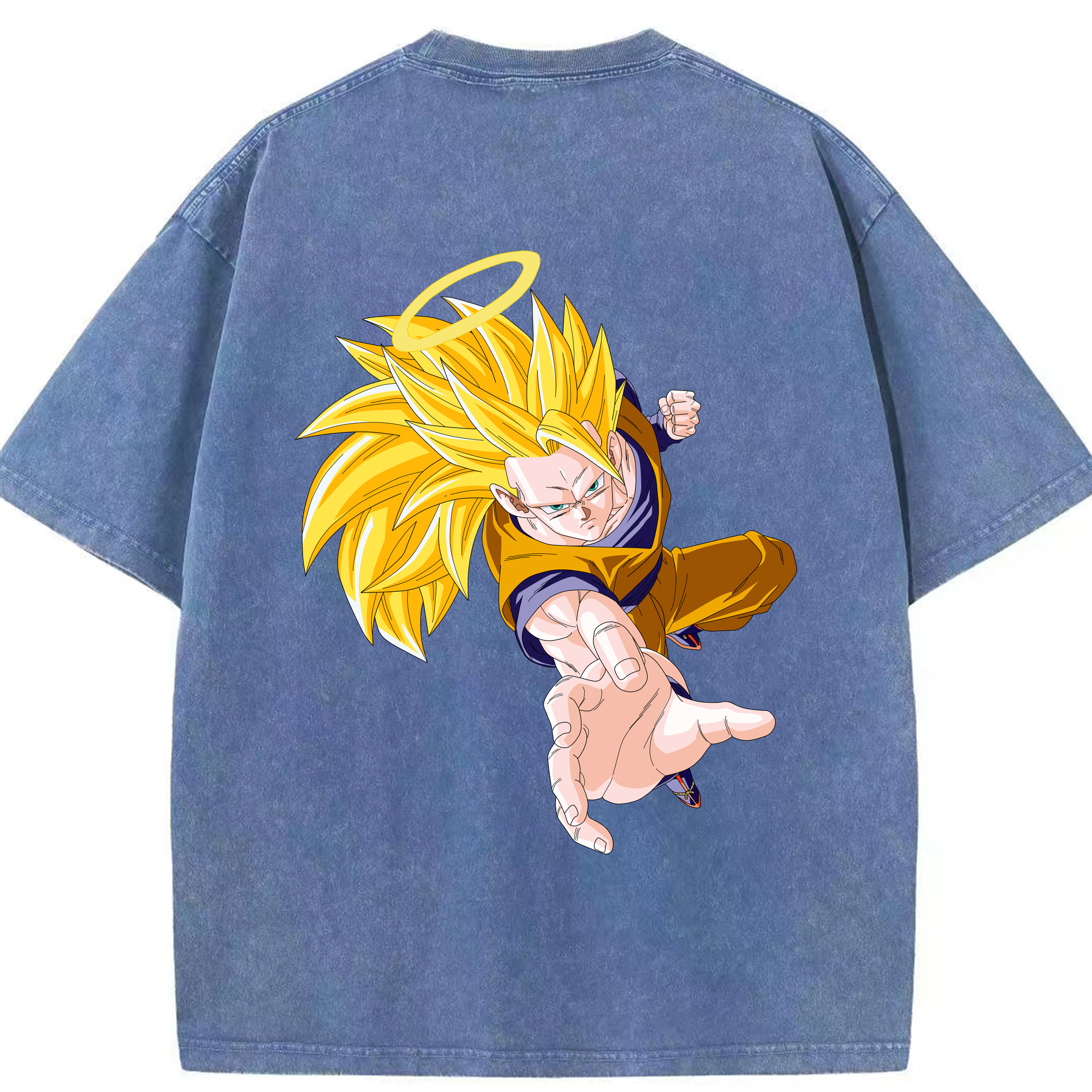 （画像用） ドラゴンボール 孫悟空（そん ごくう）Son Goku カカロット DRAGON BALL Kakarotto 綿100% ヴィンテージ風 半袖Tシャツ（背面プリント）