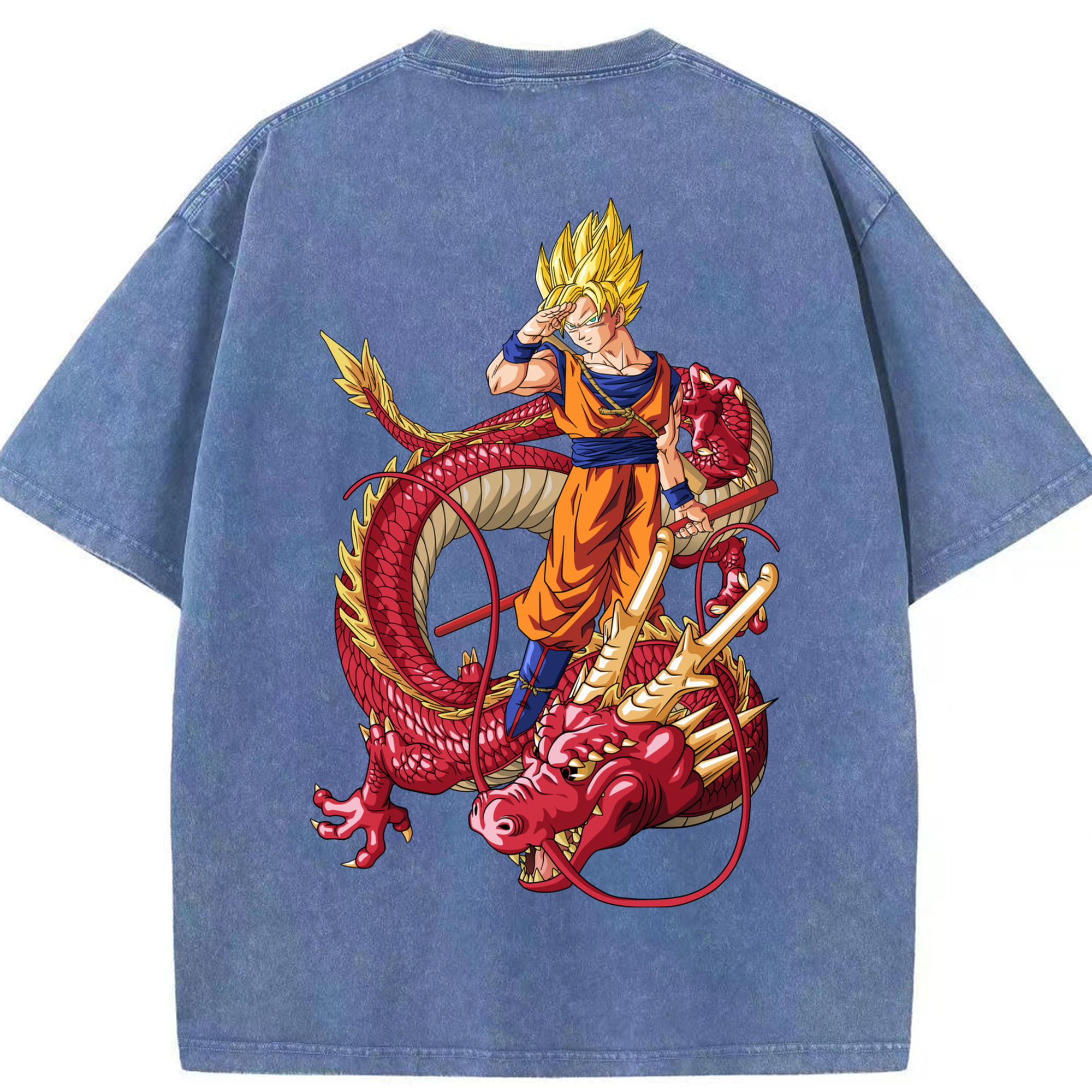 （画像用） ドラゴンボール 孫悟空（そん ごくう）Son Goku カカロット DRAGON BALL Kakarotto 綿100% ヴィンテージ風 半袖Tシャツ（背面プリント）