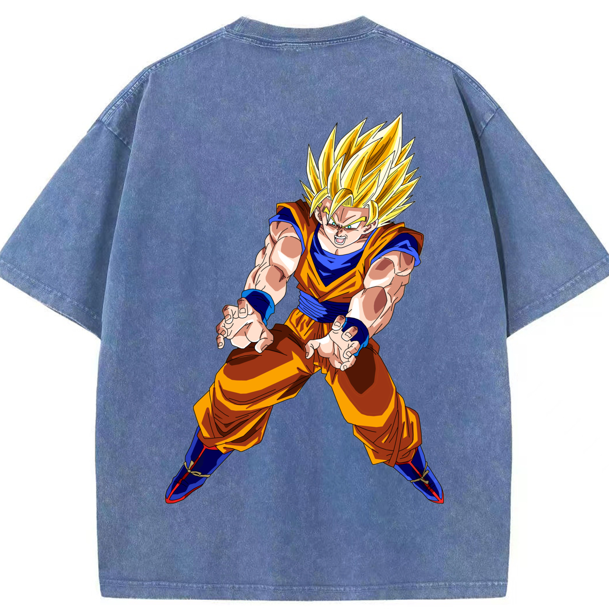 （画像用） ドラゴンボール 孫悟空（そん ごくう）Son Goku カカロット DRAGON BALL Kakarotto 綿100% ヴィンテージ風 半袖Tシャツ（背面プリント）