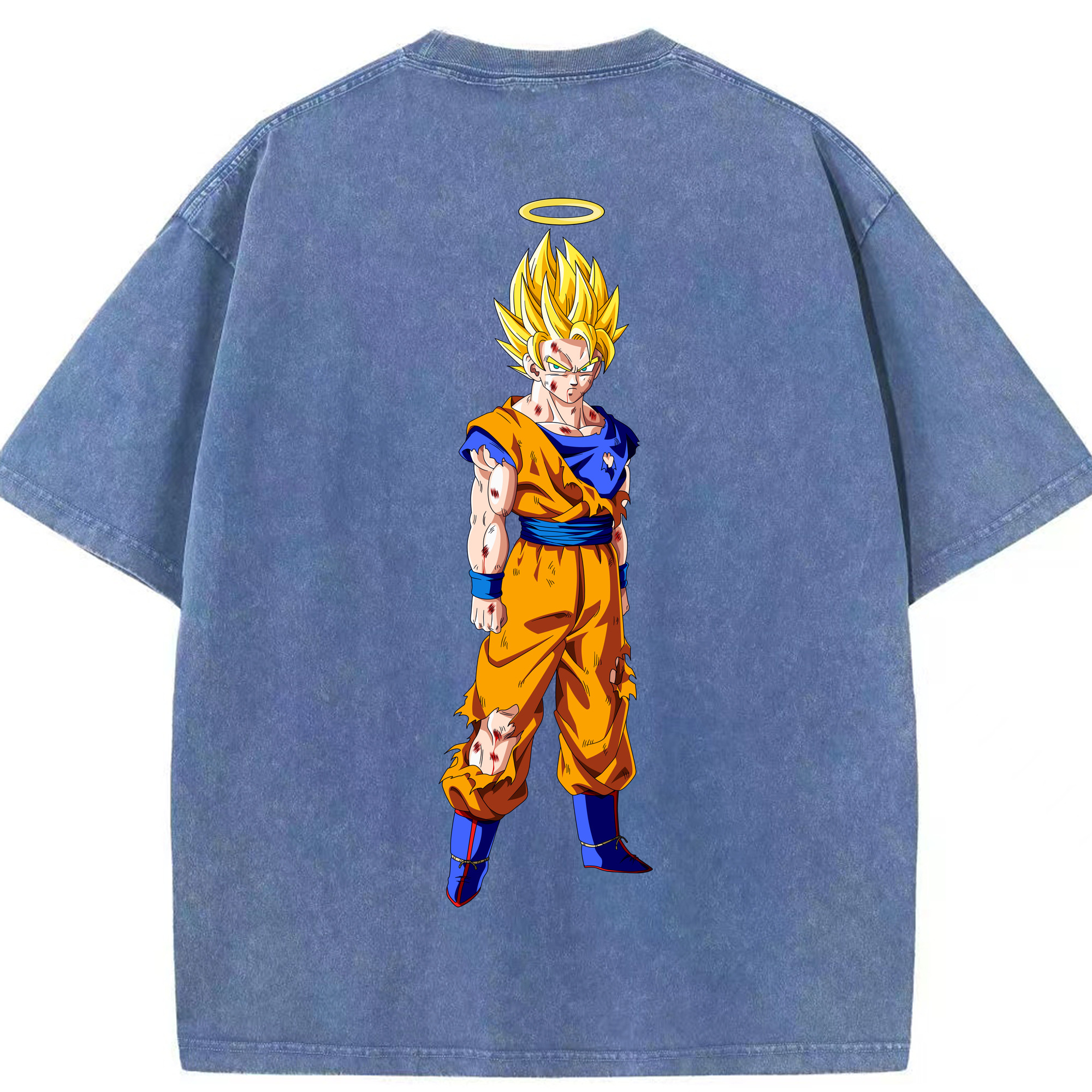 （画像用） ドラゴンボール 孫悟空（そん ごくう）Son Goku カカロット DRAGON BALL Kakarotto 綿100% ヴィンテージ風 半袖Tシャツ（背面プリント）