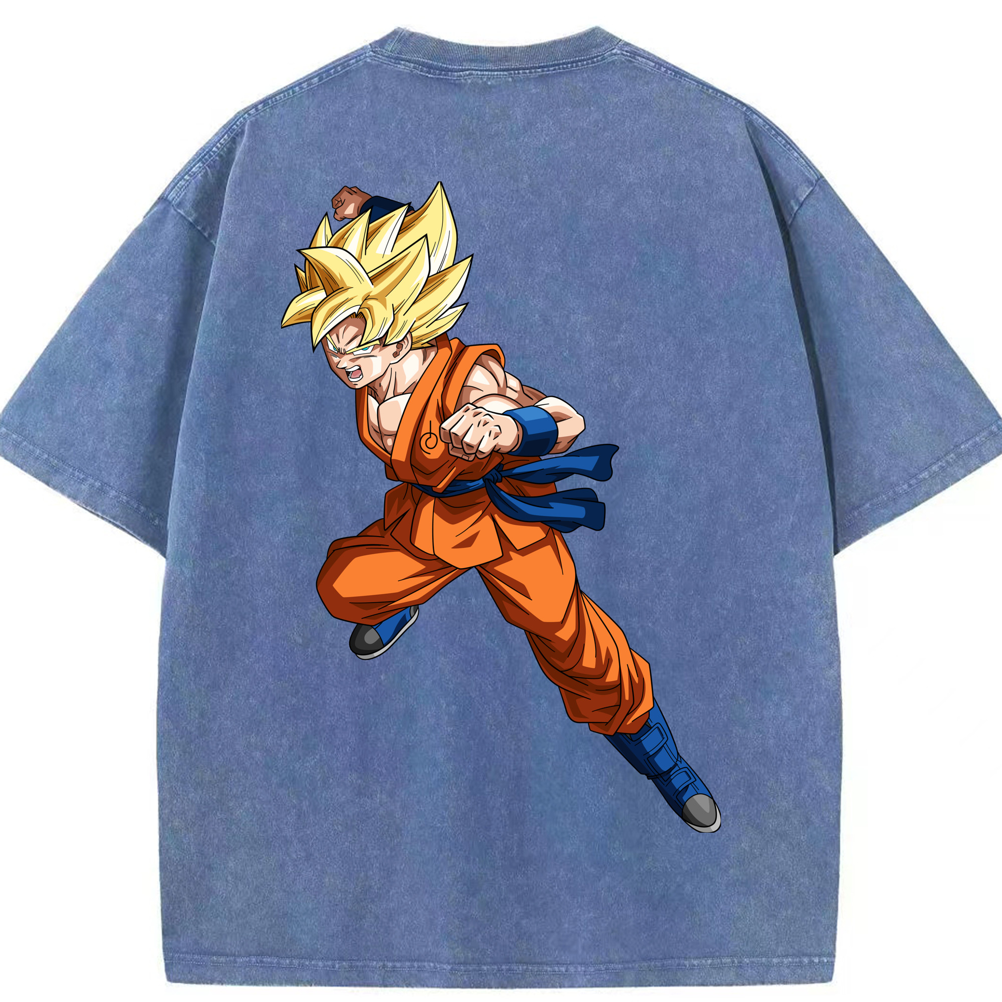 （画像用） ドラゴンボール 孫悟空（そん ごくう）Son Goku カカロット DRAGON BALL Kakarotto 綿100% ヴィンテージ風 半袖Tシャツ（背面プリント）