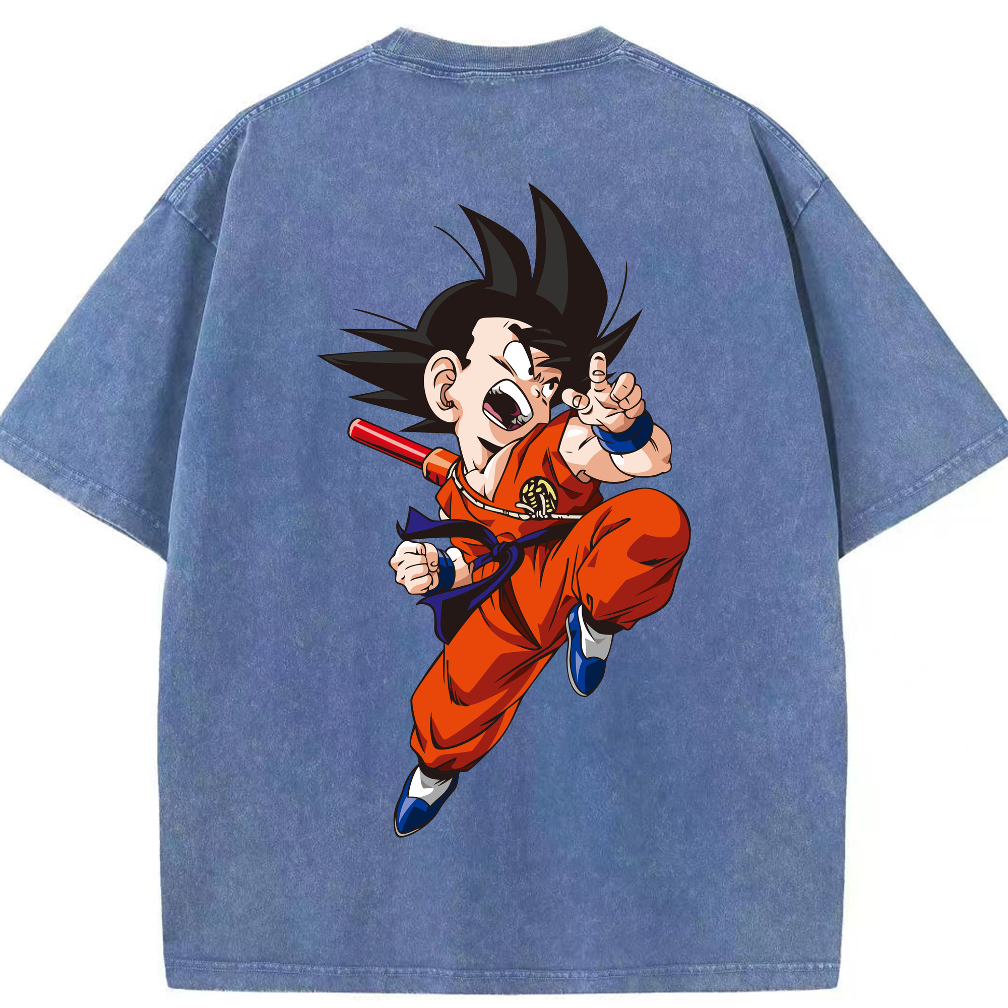 （画像用） ドラゴンボール 孫悟空（そん ごくう）Son Goku カカロット DRAGON BALL Kakarotto 綿100% ヴィンテージ風 半袖Tシャツ（背面プリント）