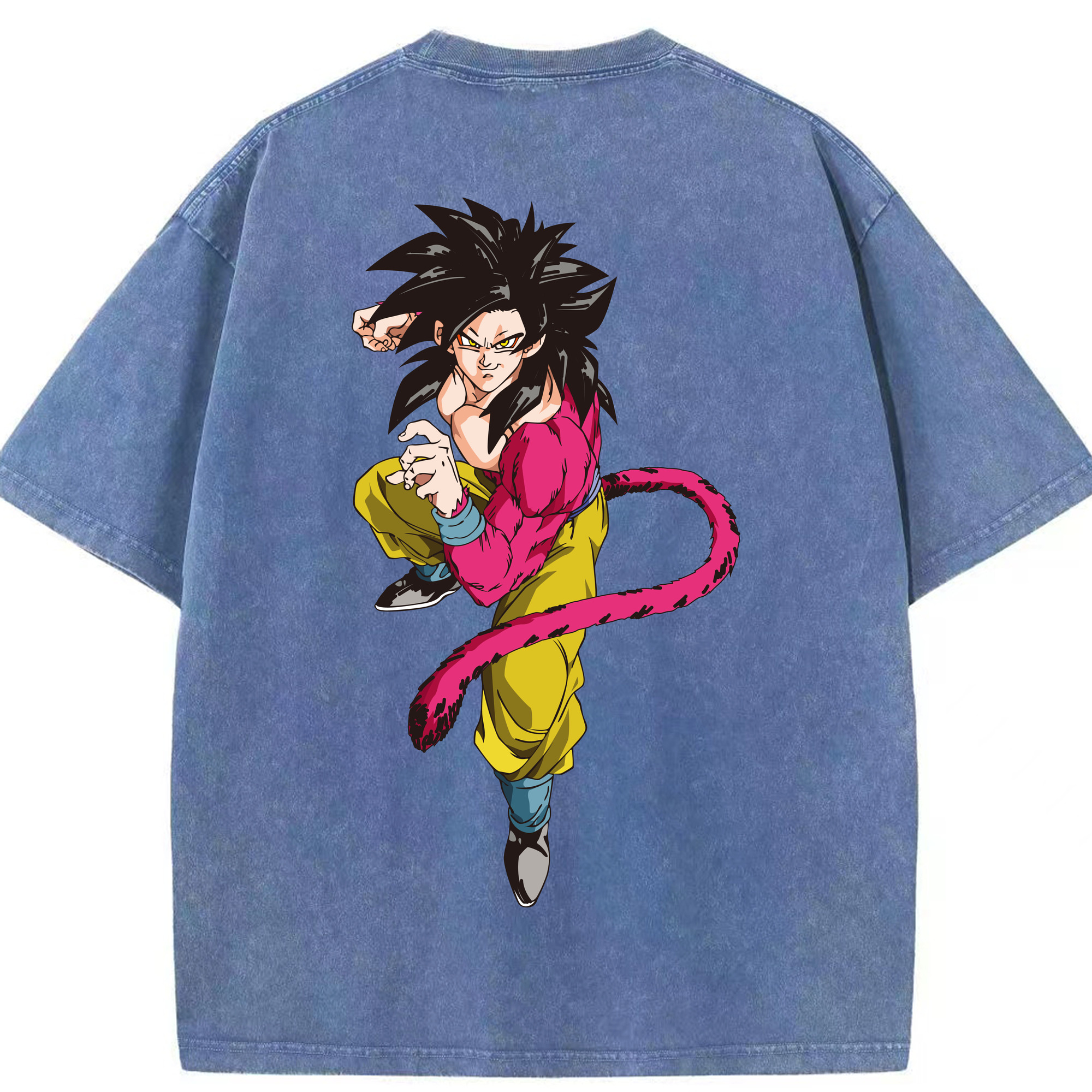 （画像用） ドラゴンボール 孫悟空（そん ごくう）Son Goku カカロット DRAGON BALL Kakarotto 綿100% ヴィンテージ風 半袖Tシャツ（背面プリント）