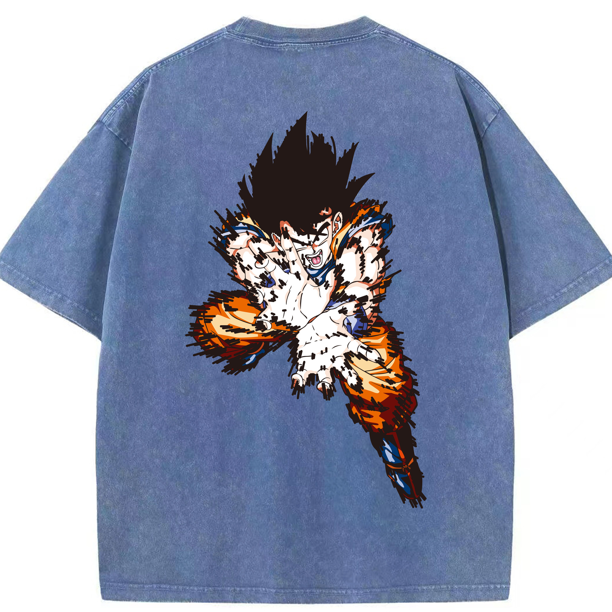 （画像用） ドラゴンボール 孫悟空（そん ごくう）Son Goku カカロット DRAGON BALL Kakarotto 綿100% ヴィンテージ風 半袖Tシャツ（背面プリント）