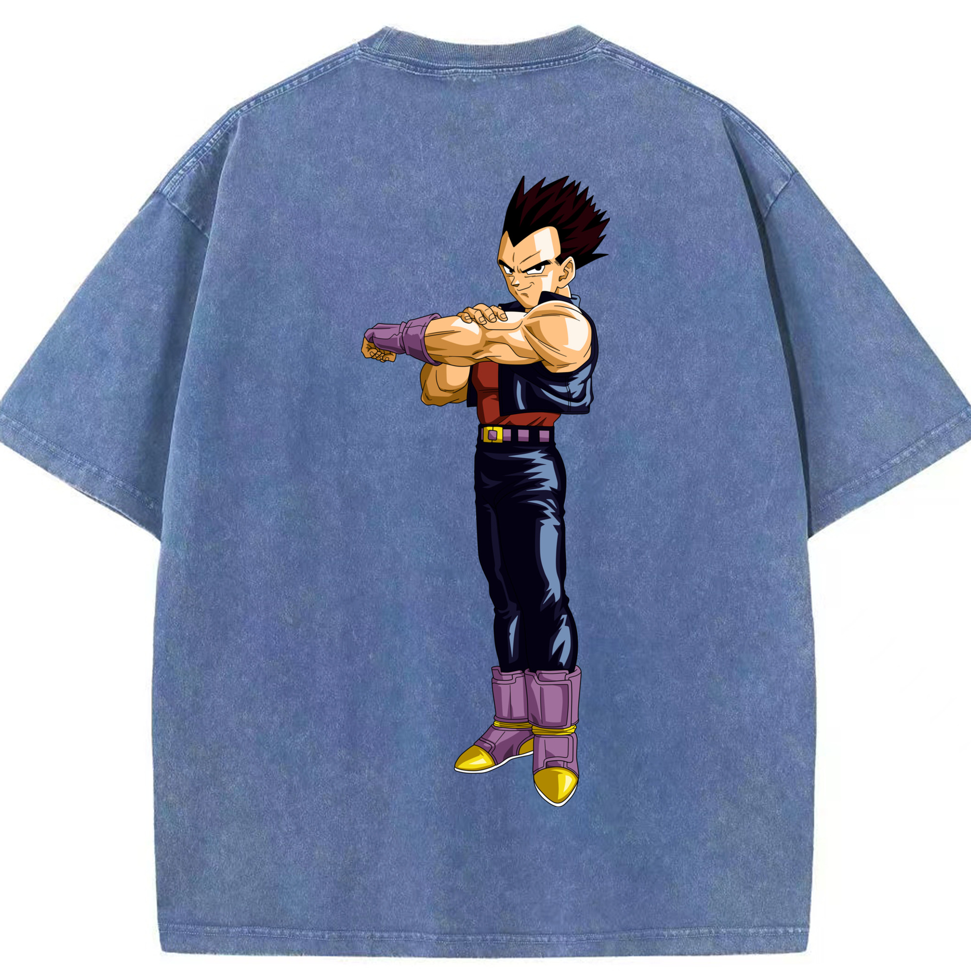 （画像用） ドラゴンボール ベジータ四世（Bejīta Yonsei）DRAGON BALL Vegeta IV 綿100% ヴィンテージ風 半袖Tシャツ（背面プリント）