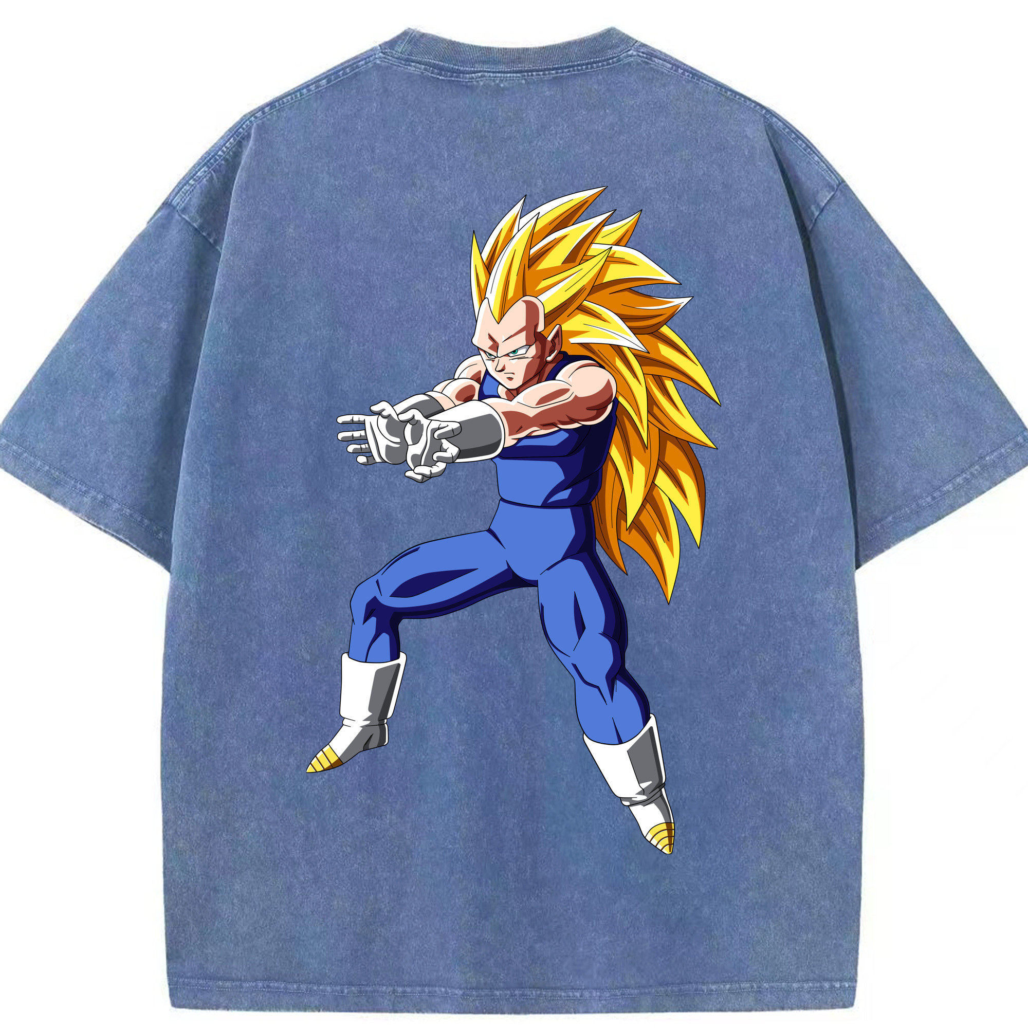 （画像用） ドラゴンボール ベジータ四世（Bejīta Yonsei）DRAGON BALL Vegeta IV 綿100% ヴィンテージ風 半袖Tシャツ（背面プリント）