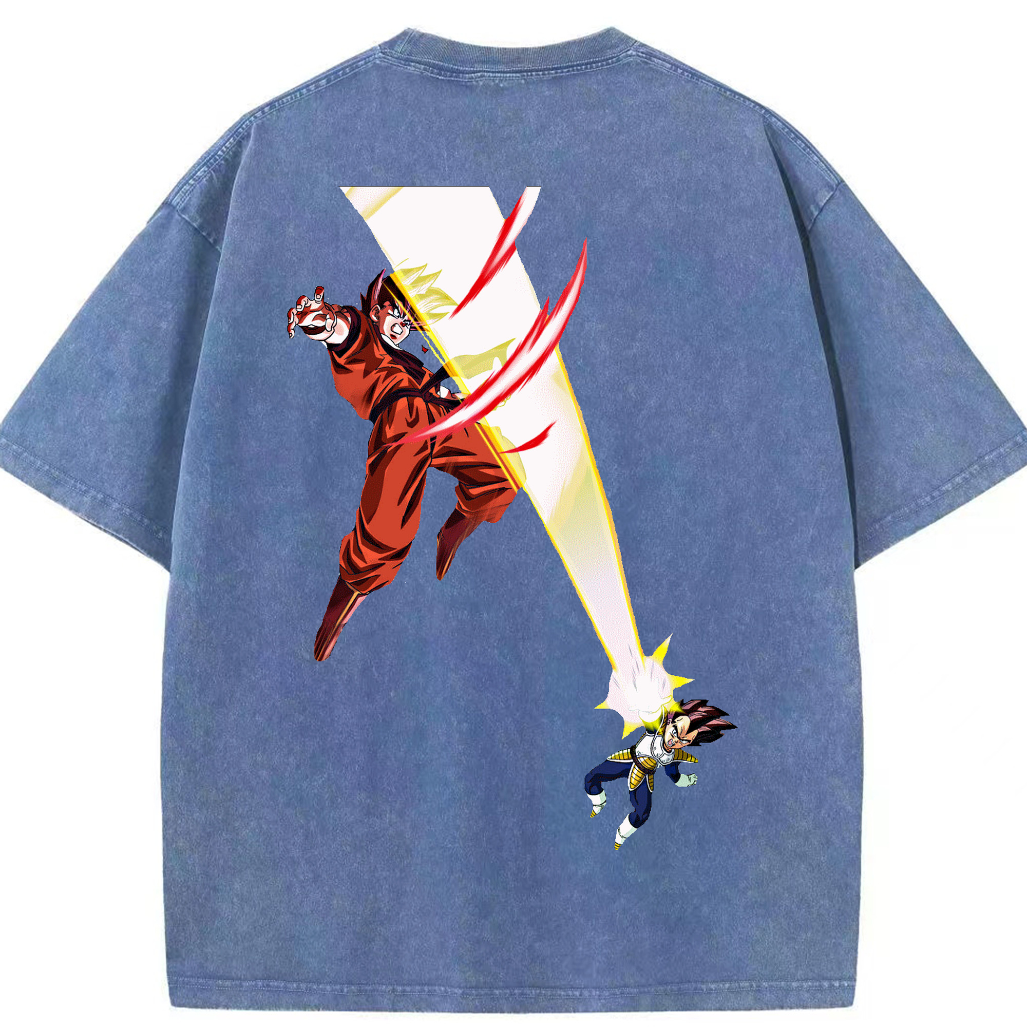 （画像用） ドラゴンボール ベジータ四世（Bejīta Yonsei）DRAGON BALL Vegeta IV 綿100% ヴィンテージ風 半袖Tシャツ（背面プリント）