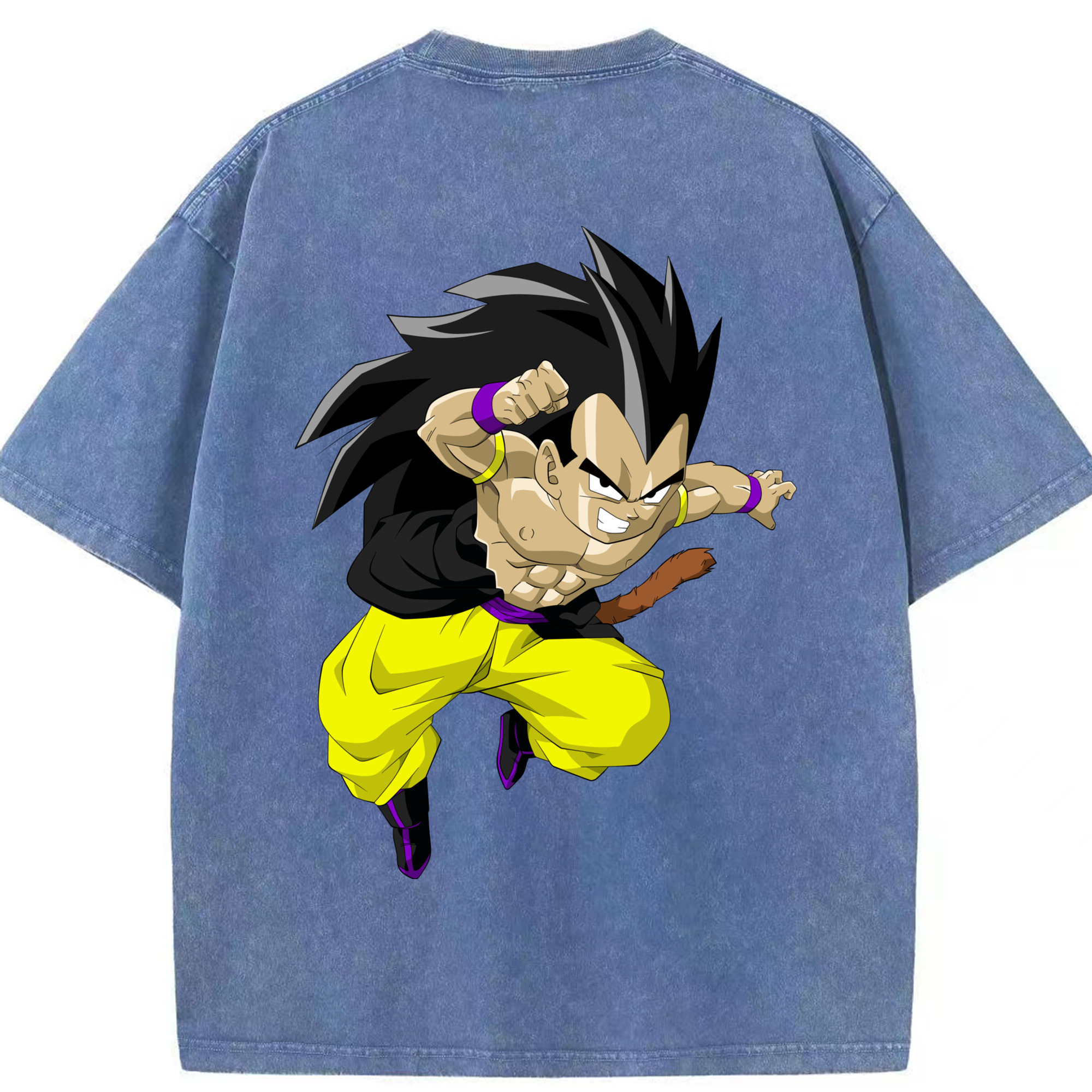 （画像用） ドラゴンボール ベジータ四世（Bejīta Yonsei）DRAGON BALL Vegeta IV 綿100% ヴィンテージ風 半袖Tシャツ（背面プリント）