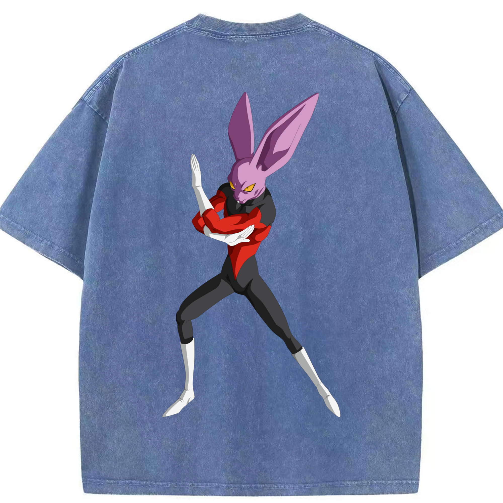 （画像用） ドラゴンボール ビルス 破壊神ビルス DRAGON BALL Beerus Birusu 綿100% ヴィンテージ風 半袖Tシャツ（背面プリント）