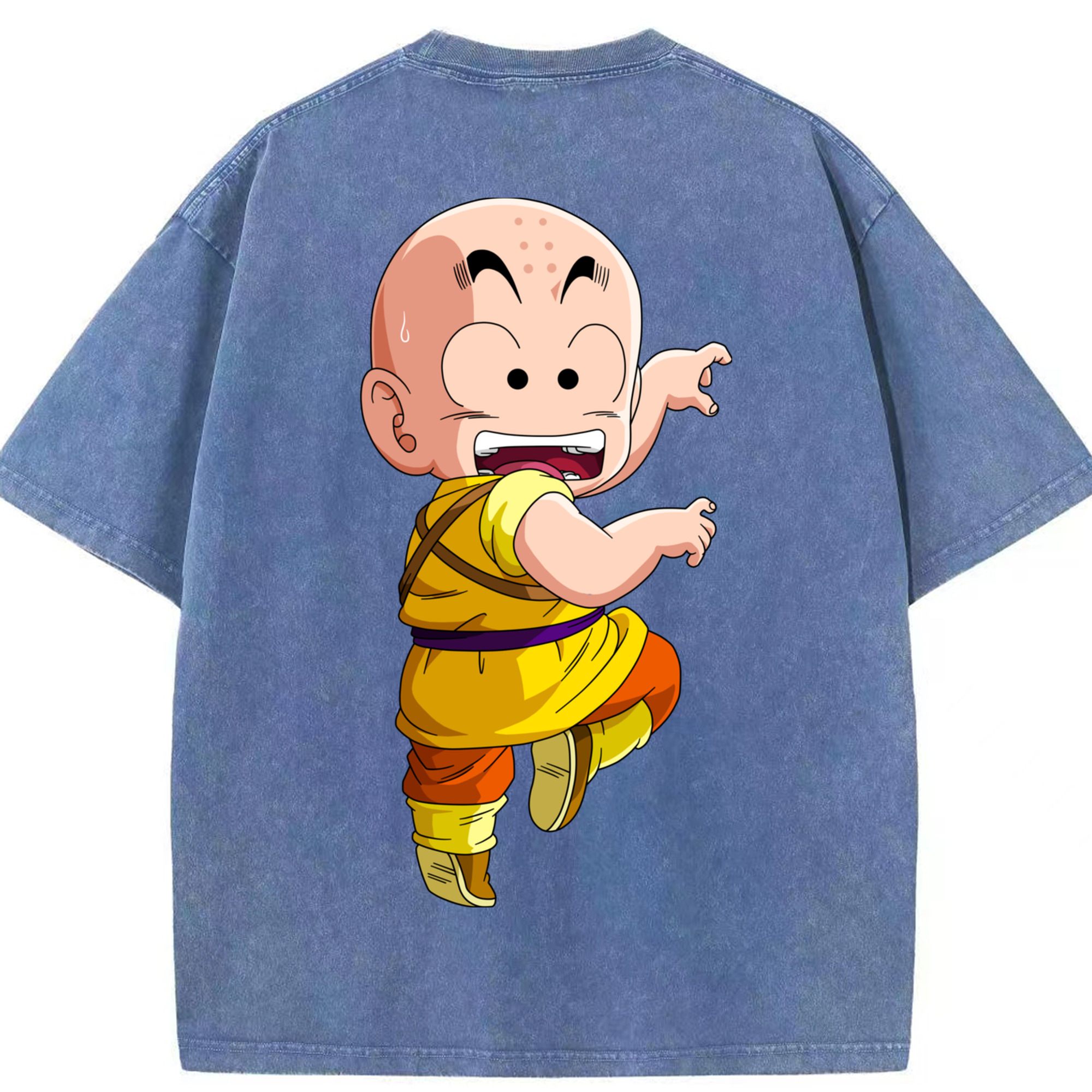 （画像用） ドラゴンボール クリリン DRAGON BALL krillin 綿100% ヴィンテージ風 半袖Tシャツ（背面プリント）