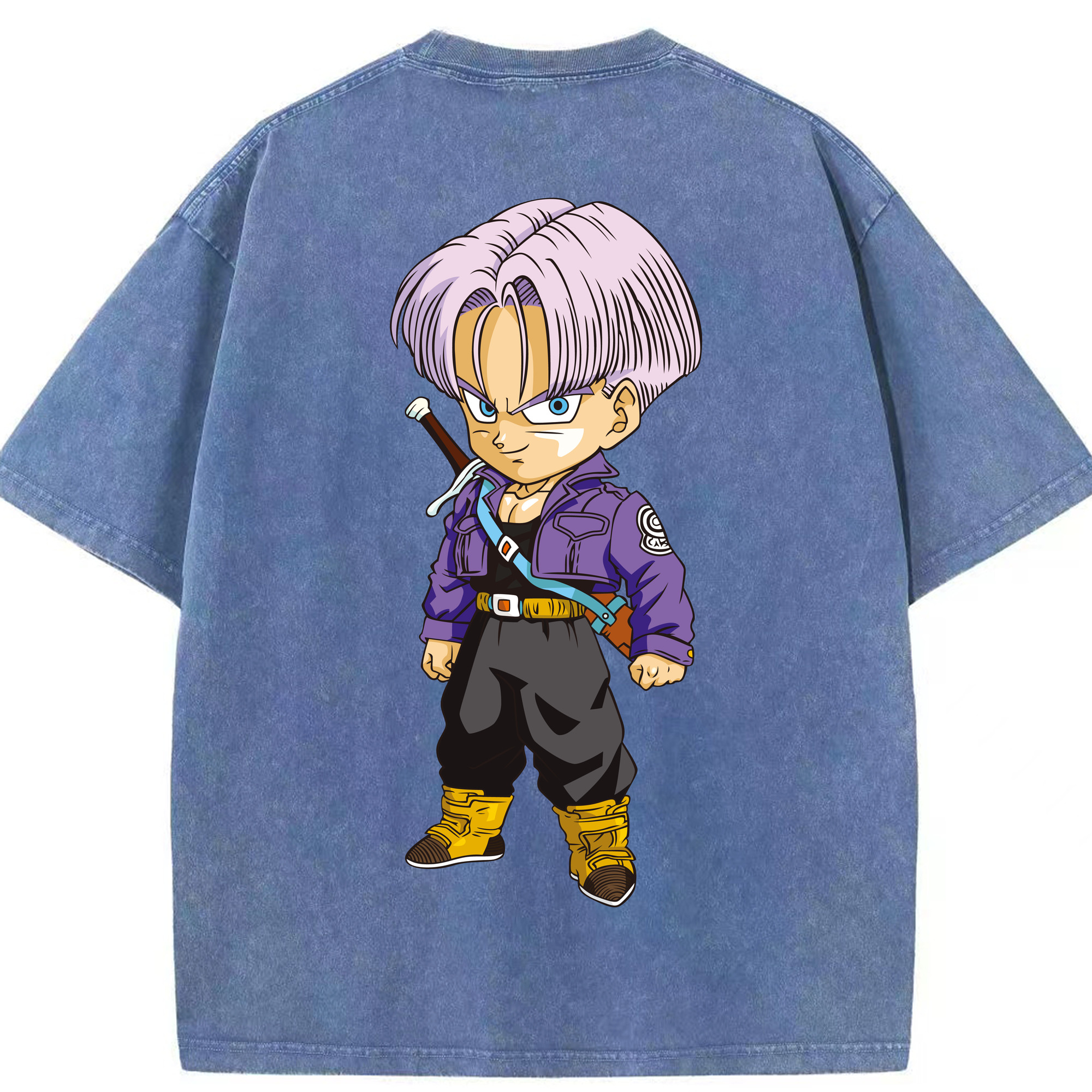 （画像用） ドラゴンボール トランクス（Torankusu）DRAGON BALL Trunks 綿100% ヴィンテージ風 半袖Tシャツ（背面プリント）