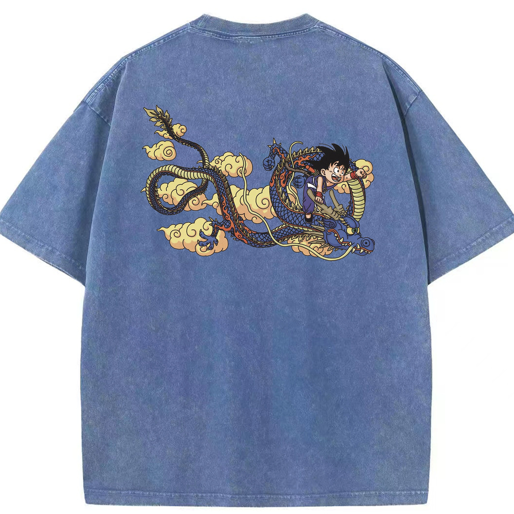 （画像用） ドラゴンボール 神龍 シェンロン DRAGON BALL Shenron 綿100% ヴィンテージ風 半袖Tシャツ（背面プリント）