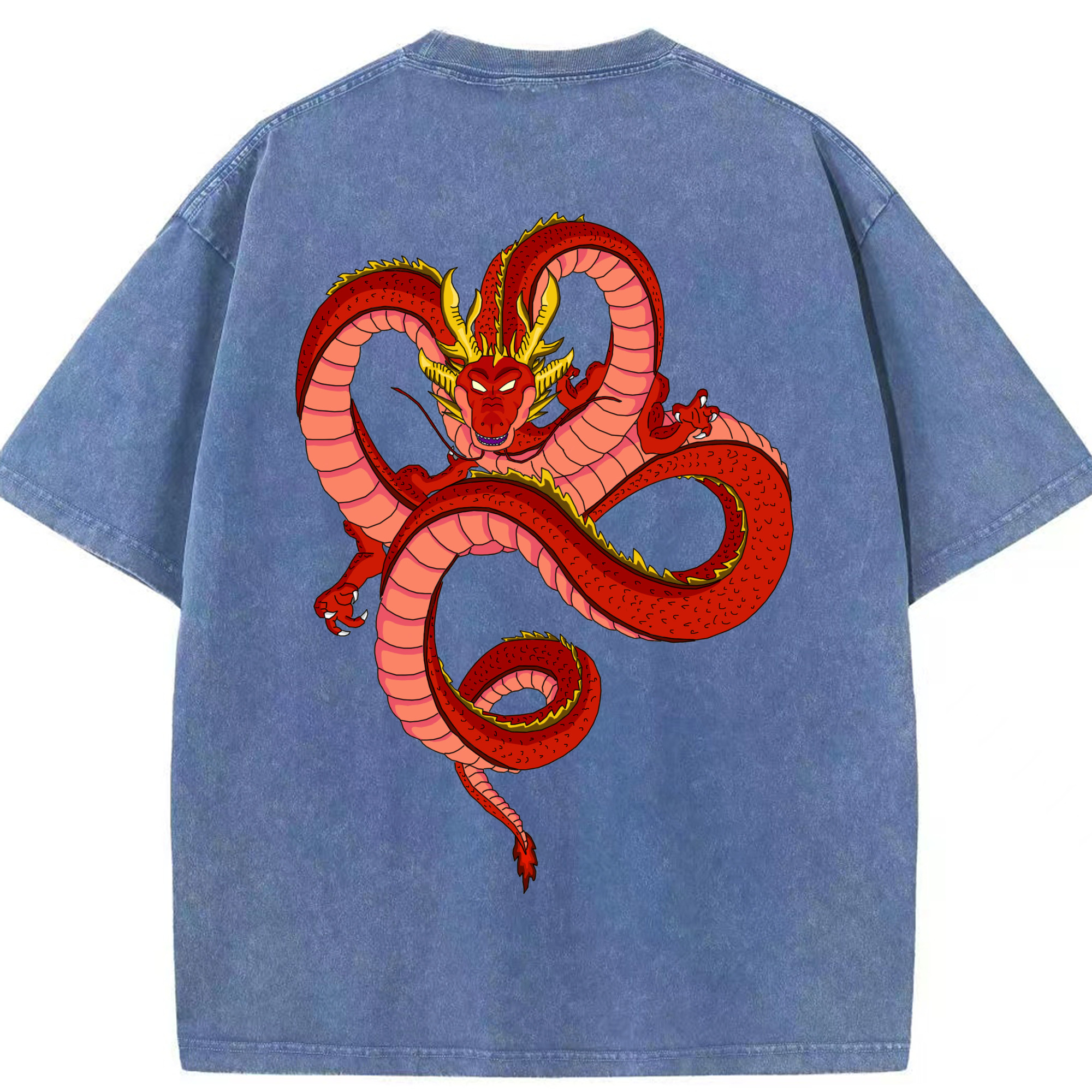 ドラゴンボール 神龍 シェンロン DRAGON BALL Shenron 綿100% ヴィンテージ風 半袖Tシャツ（背面プリント）