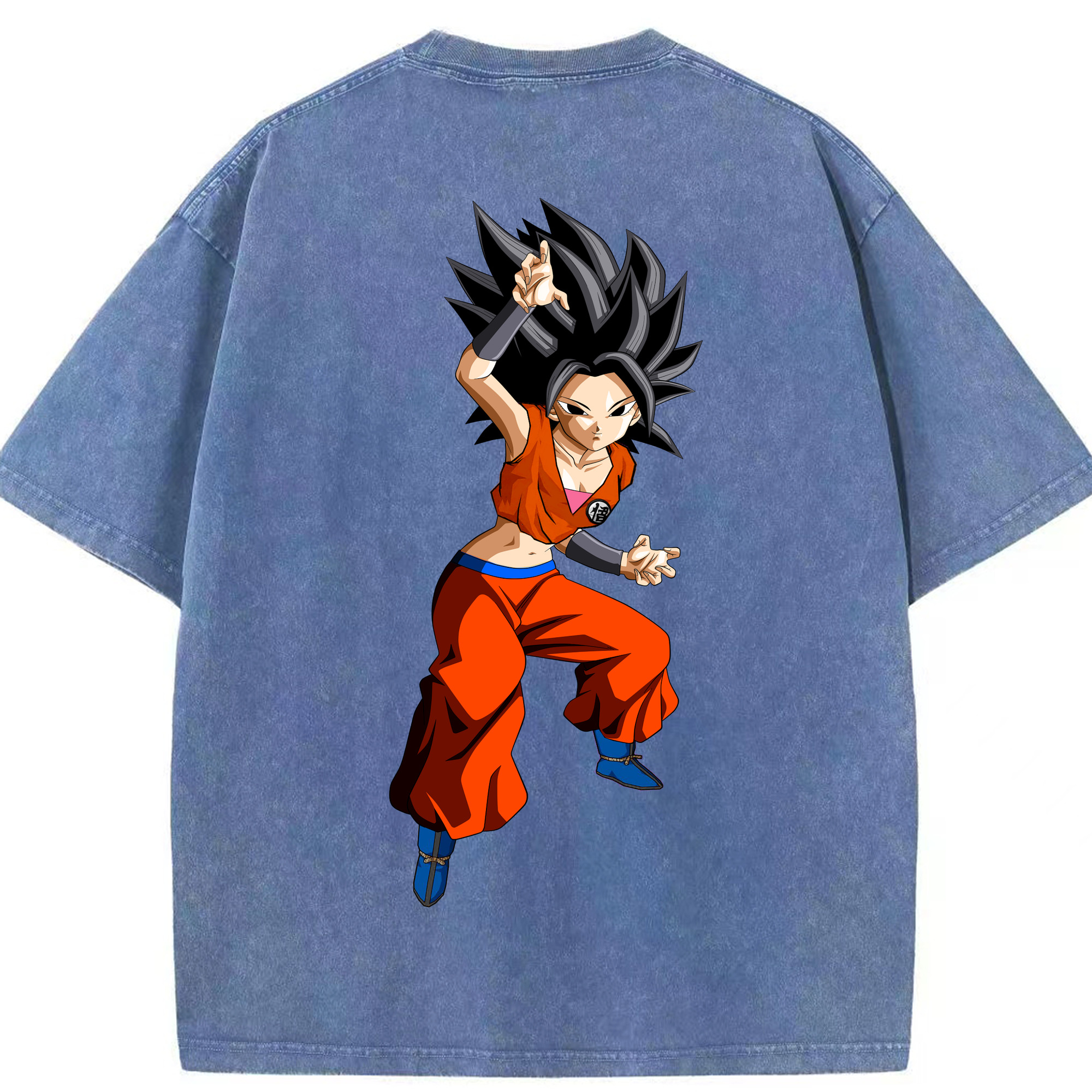 （画像用） ドラゴンボール カリフラ DRAGON BALL Caulifla 綿100% ヴィンテージ風 半袖Tシャツ（背面プリント）