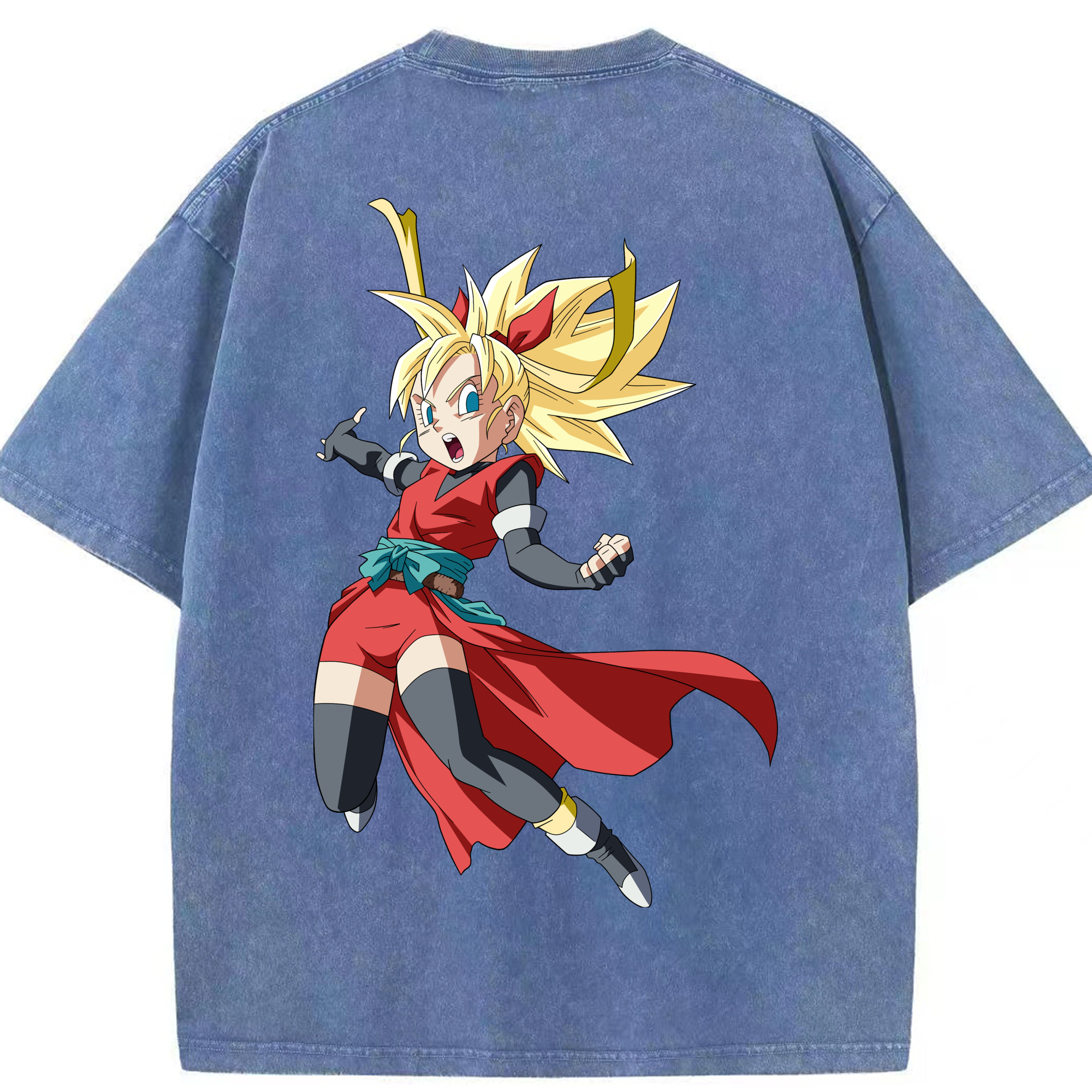 （画像用） ドラゴンボール カリフラ DRAGON BALL Caulifla 綿100% ヴィンテージ風 半袖Tシャツ（背面プリント）
