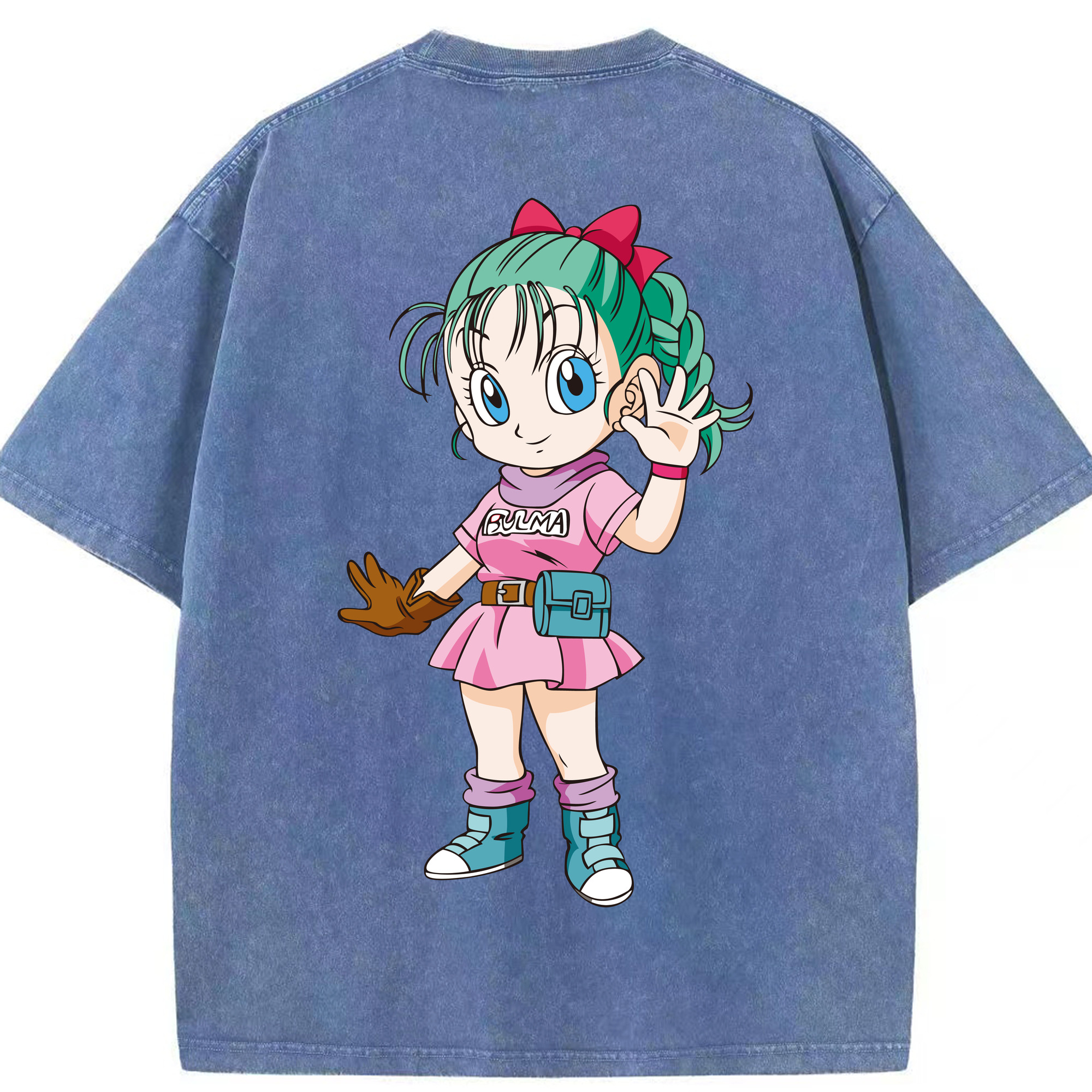 （画像用） ドラゴンボール ブルマ DRAGON BALL Bulma 綿100% ヴィンテージ風 半袖Tシャツ（背面プリント）