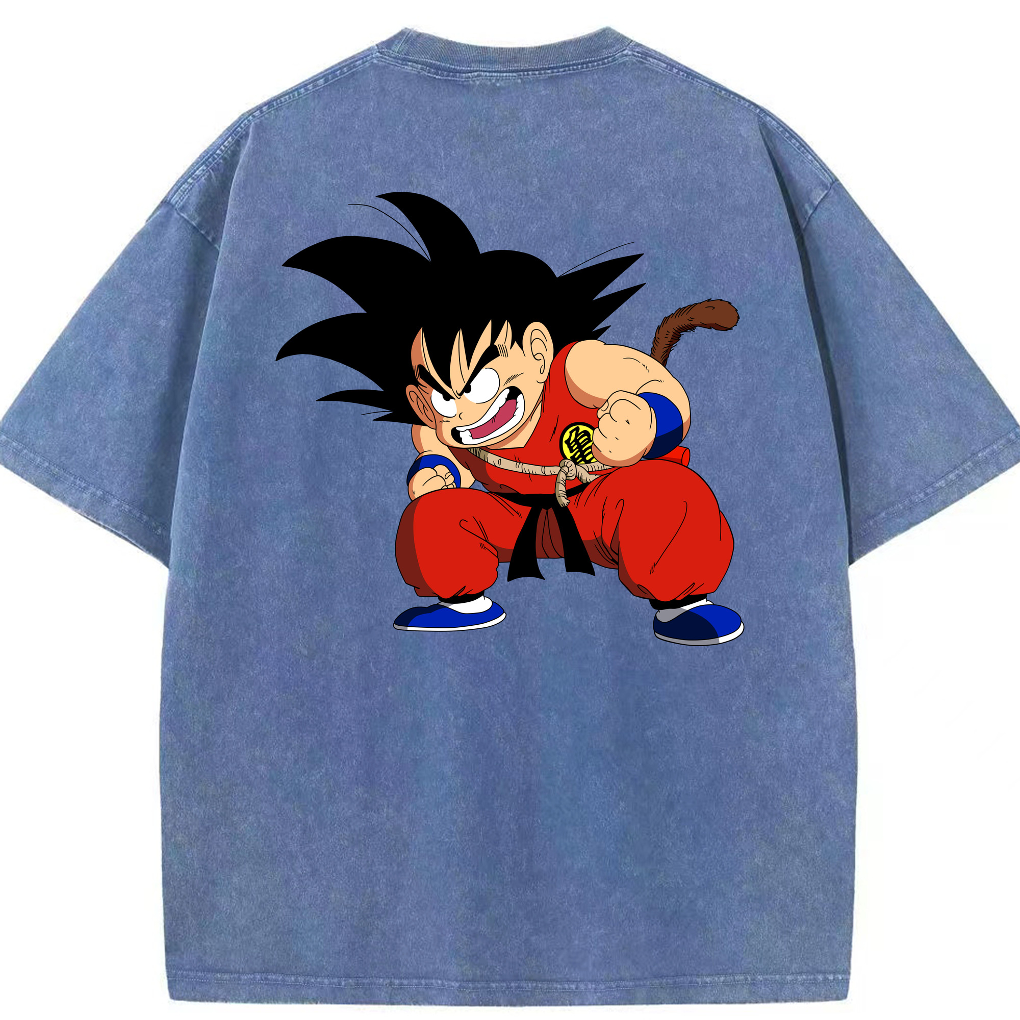 （画像用） ドラゴンボール 孫悟空（そん ごくう）Son Goku カカロット DRAGON BALL Kakarotto 綿100% ヴィンテージ風 半袖Tシャツ（背面プリント）