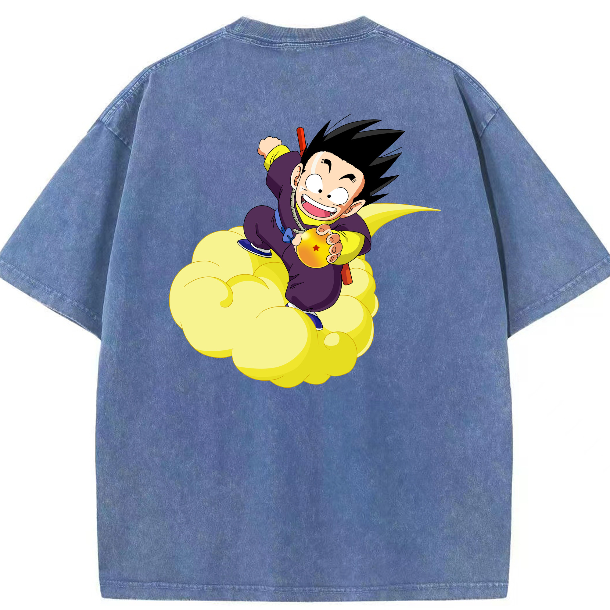 （画像用） ドラゴンボール 孫悟空（そん ごくう）Son Goku カカロット DRAGON BALL Kakarotto 綿100% ヴィンテージ風 半袖Tシャツ（背面プリント）