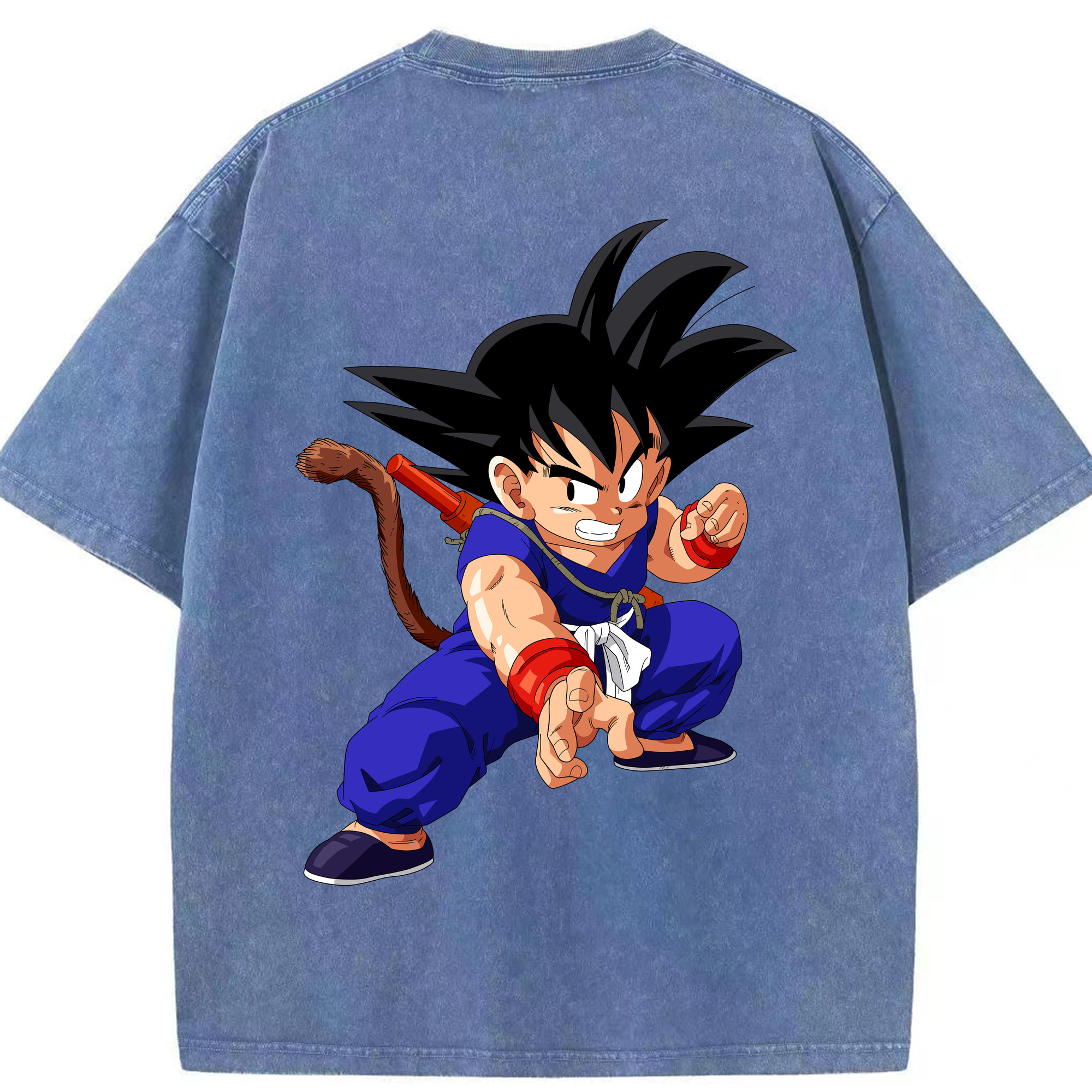 （画像用） ドラゴンボール 孫悟空（そん ごくう）Son Goku カカロット DRAGON BALL Kakarotto 綿100% ヴィンテージ風 半袖Tシャツ（背面プリント）