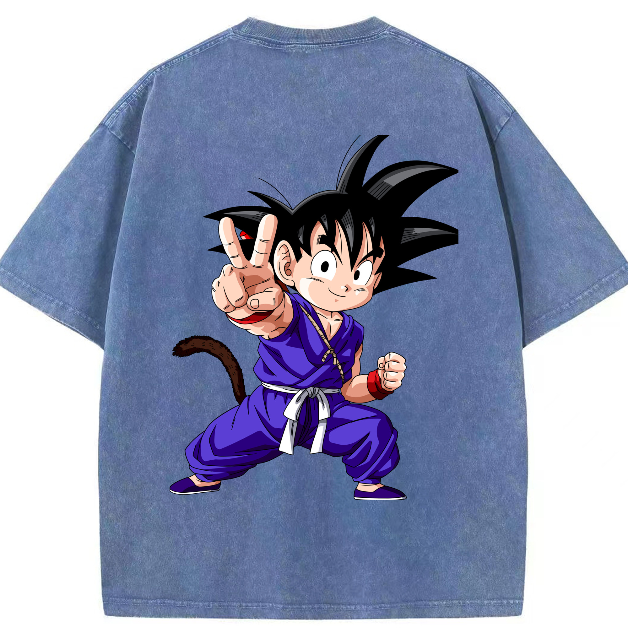 （画像用） ドラゴンボール 孫悟空（そん ごくう）Son Goku カカロット DRAGON BALL Kakarotto 綿100% ヴィンテージ風 半袖Tシャツ（背面プリント）
