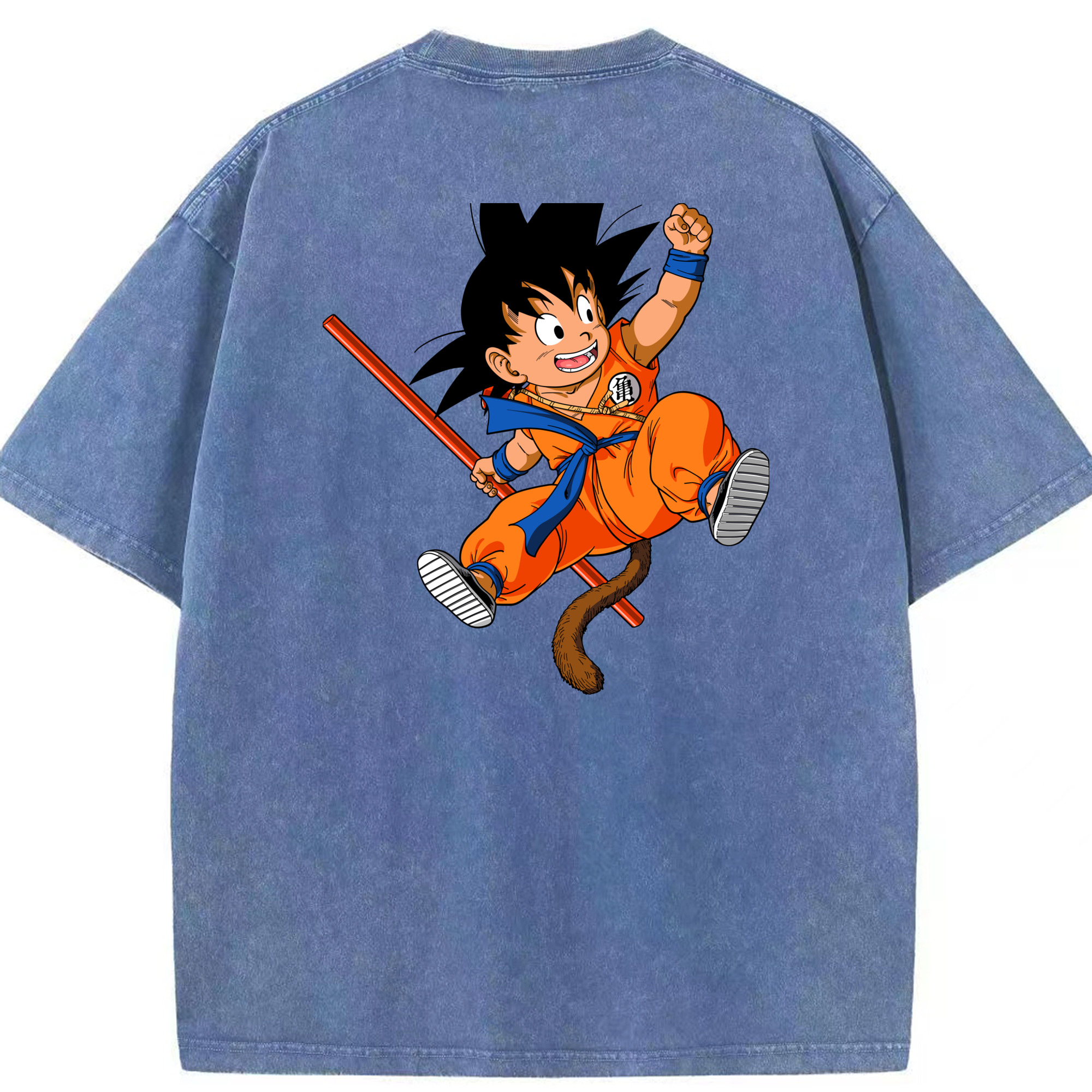 （画像用） ドラゴンボール 孫悟空（そん ごくう）Son Goku カカロット DRAGON BALL Kakarotto 綿100% ヴィンテージ風 半袖Tシャツ（背面プリント）