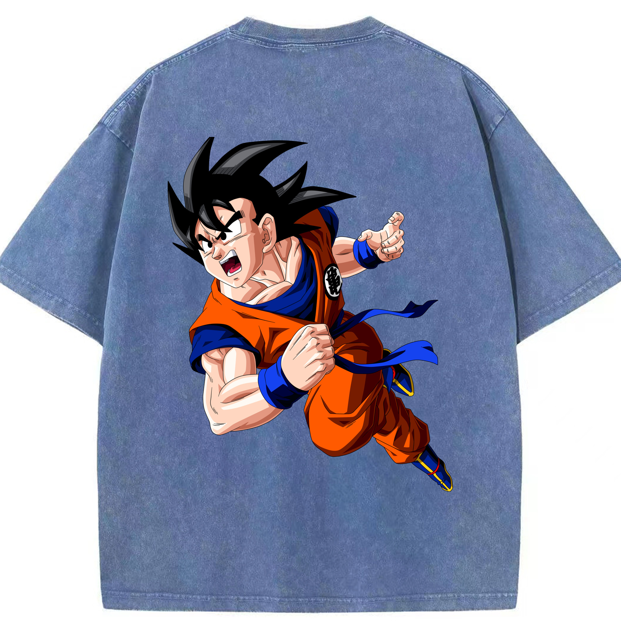（画像用） ドラゴンボール 孫悟空（そん ごくう）Son Goku カカロット DRAGON BALL Kakarotto 綿100% ヴィンテージ風 半袖Tシャツ（背面プリント）