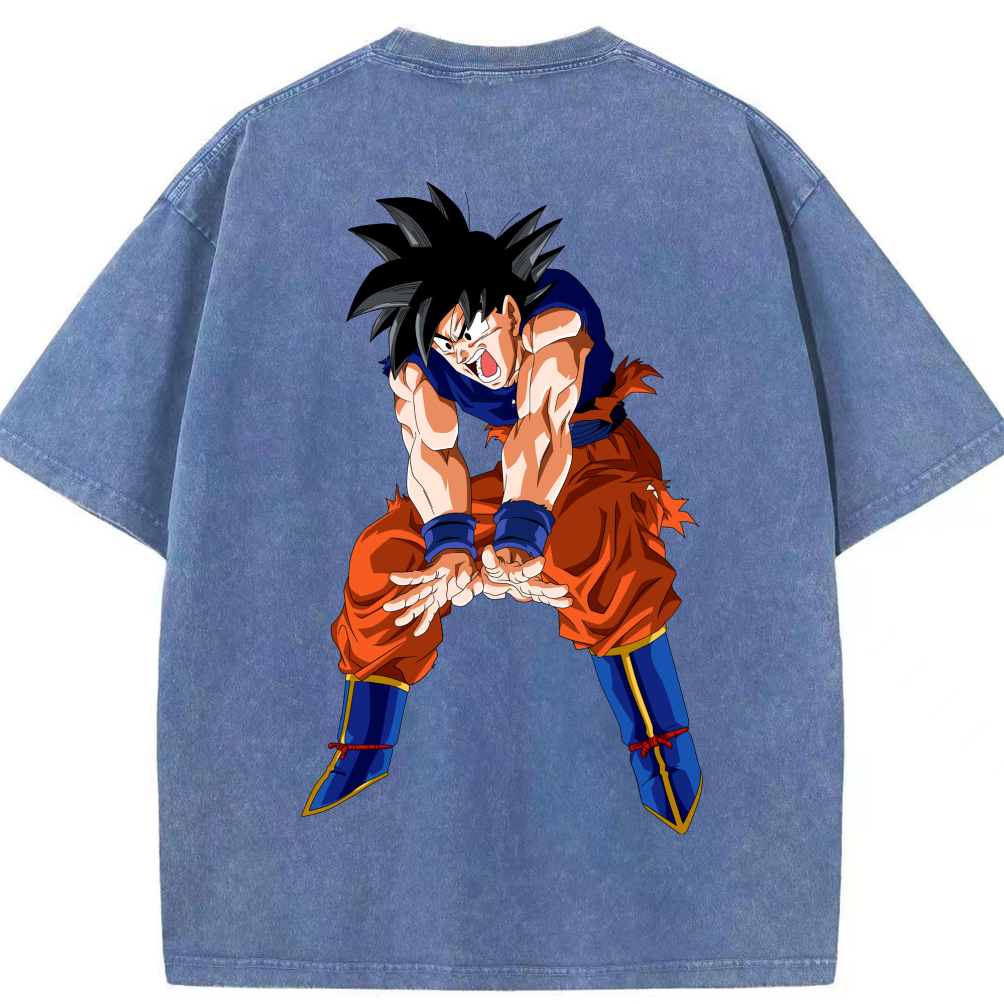 （画像用） ドラゴンボール 孫悟空（そん ごくう）Son Goku カカロット DRAGON BALL Kakarotto 綿100% ヴィンテージ風 半袖Tシャツ（背面プリント）