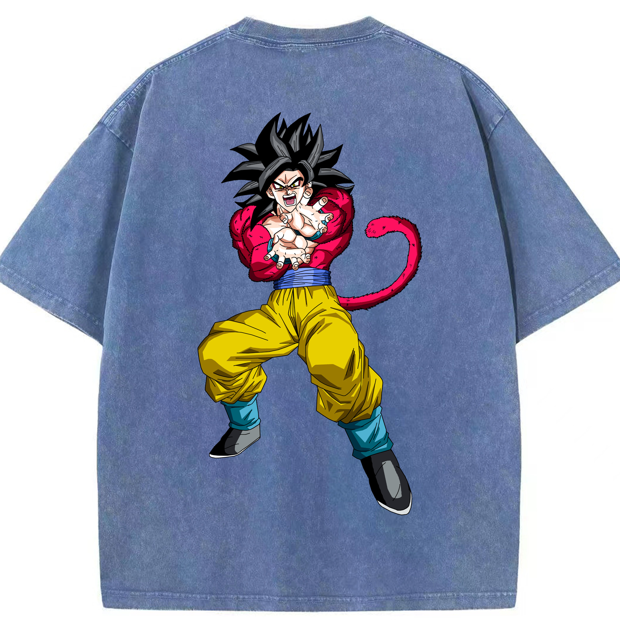 （画像用） ドラゴンボール 孫悟空（そん ごくう）Son Goku カカロット DRAGON BALL Kakarotto 綿100% ヴィンテージ風 半袖Tシャツ（背面プリント）