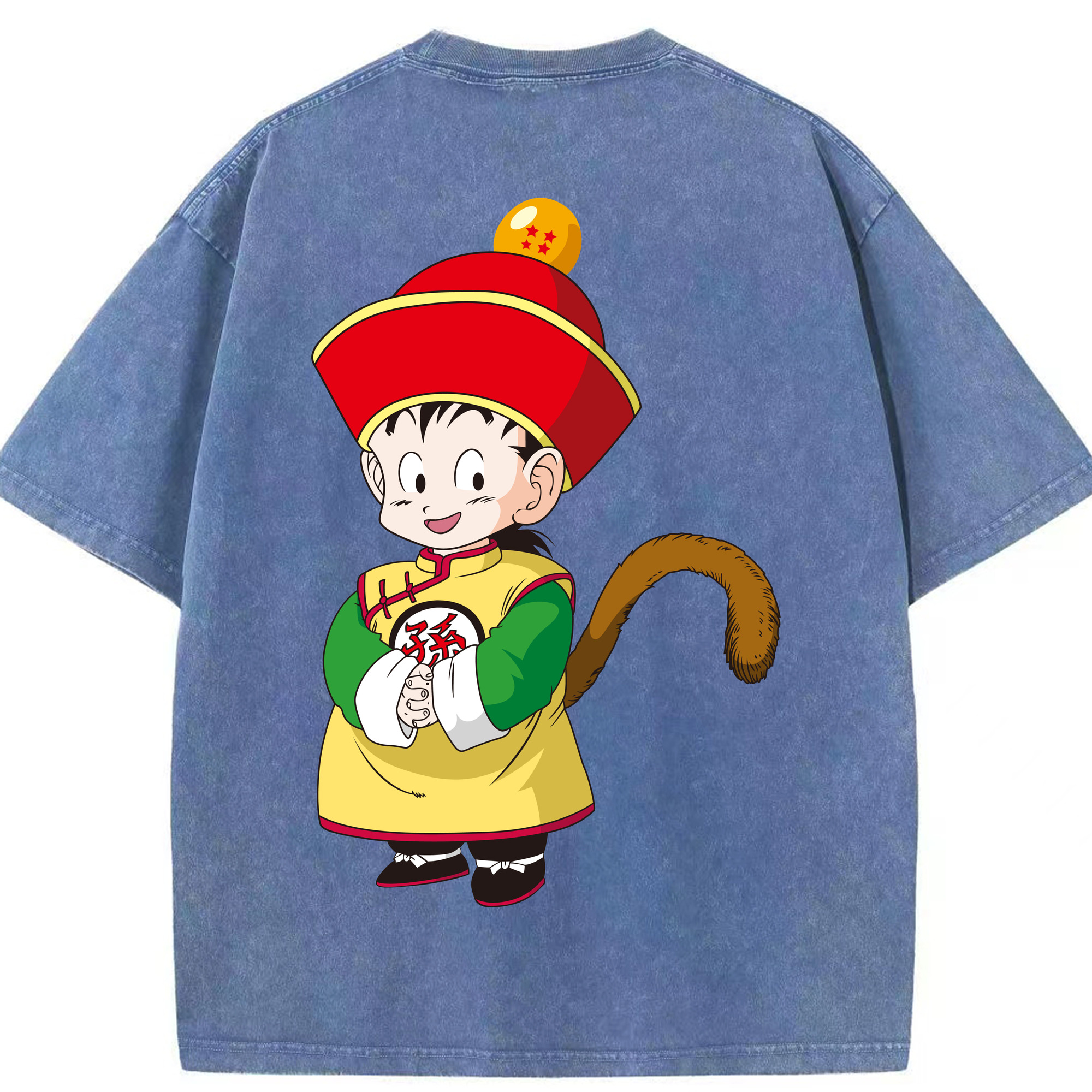 （画像用） ドラゴンボール 孫悟空（そん ごくう）Son Goku カカロット DRAGON BALL Kakarotto 綿100% ヴィンテージ風 半袖Tシャツ（背面プリント）