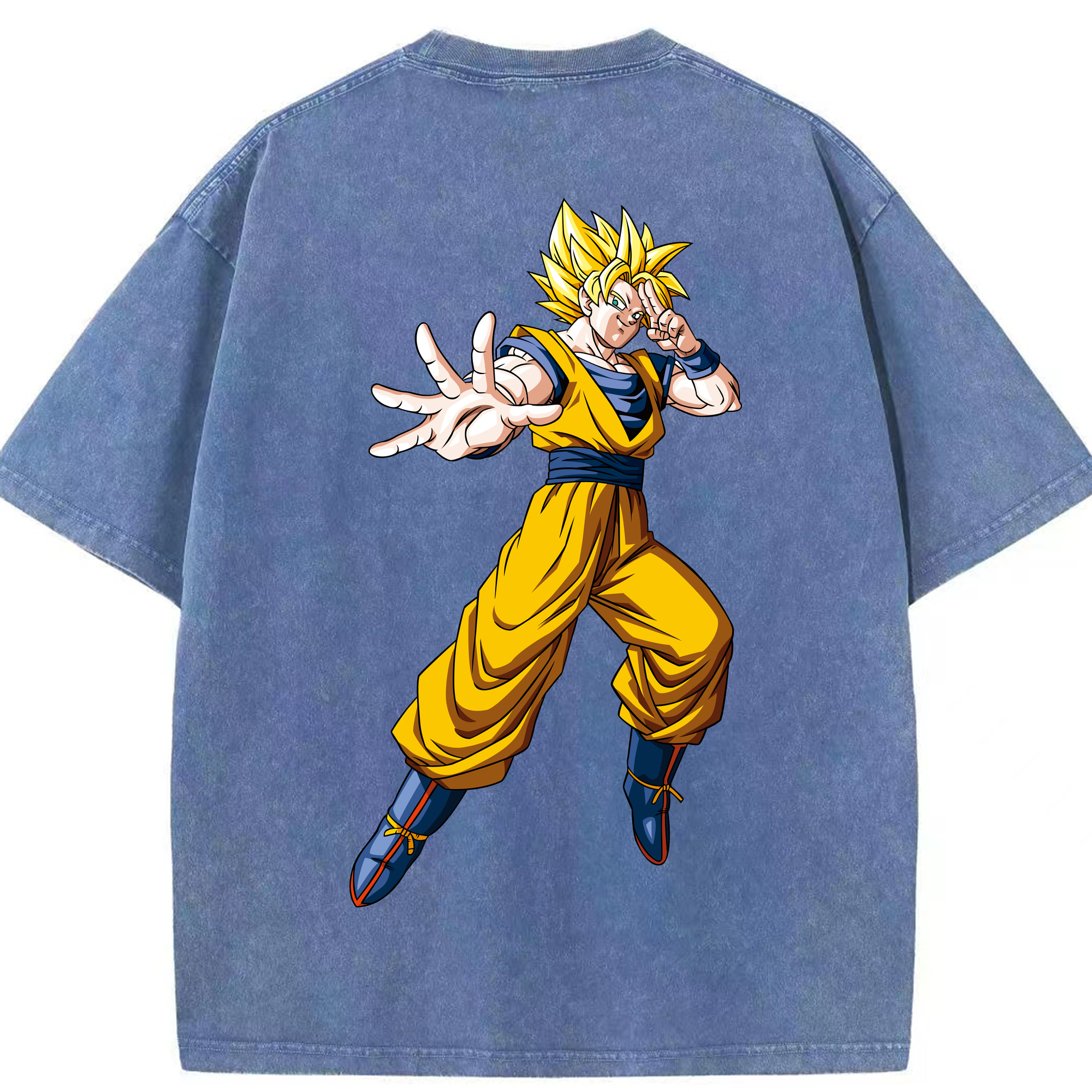 （画像用） ドラゴンボール 孫悟空（そん ごくう）Son Goku カカロット DRAGON BALL Kakarotto 綿100% ヴィンテージ風 半袖Tシャツ（背面プリント）