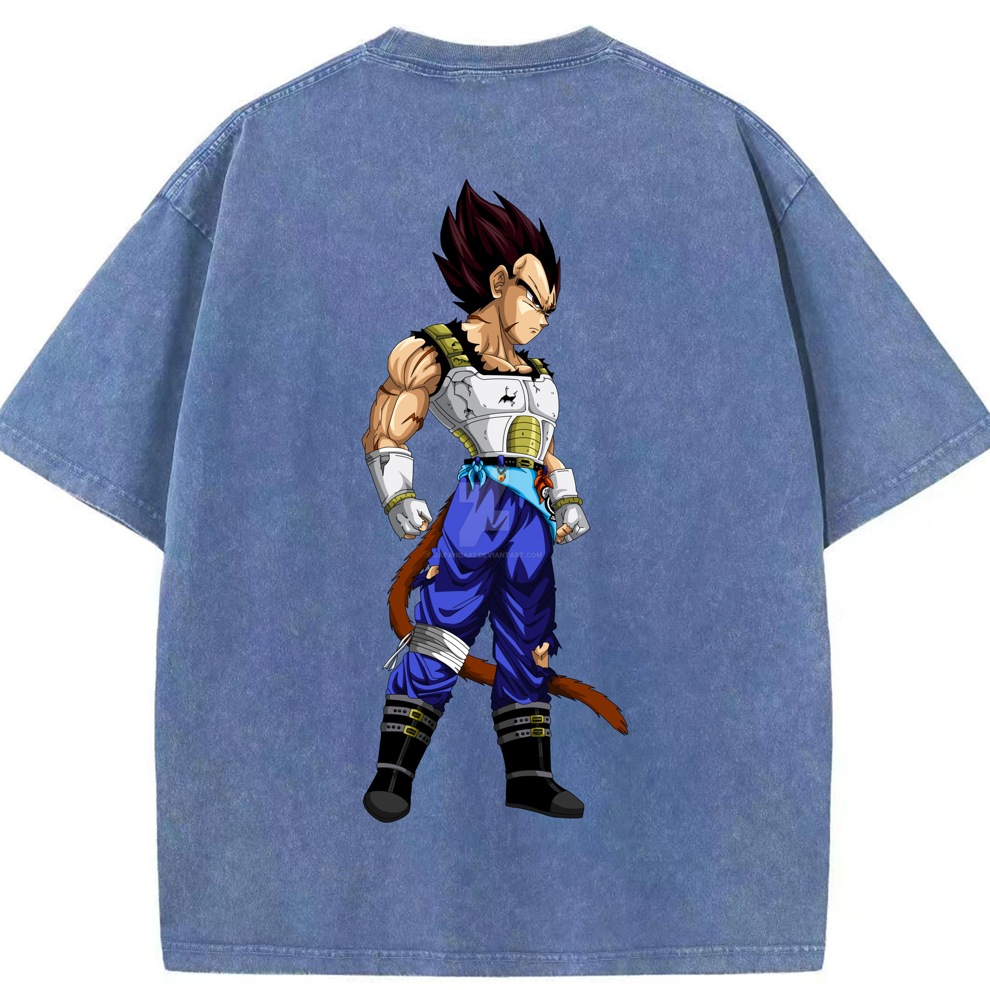 （画像用） ドラゴンボール ベジータ四世（Bejīta Yonsei）DRAGON BALL Vegeta IV 綿100% ヴィンテージ風 半袖Tシャツ（背面プリント）