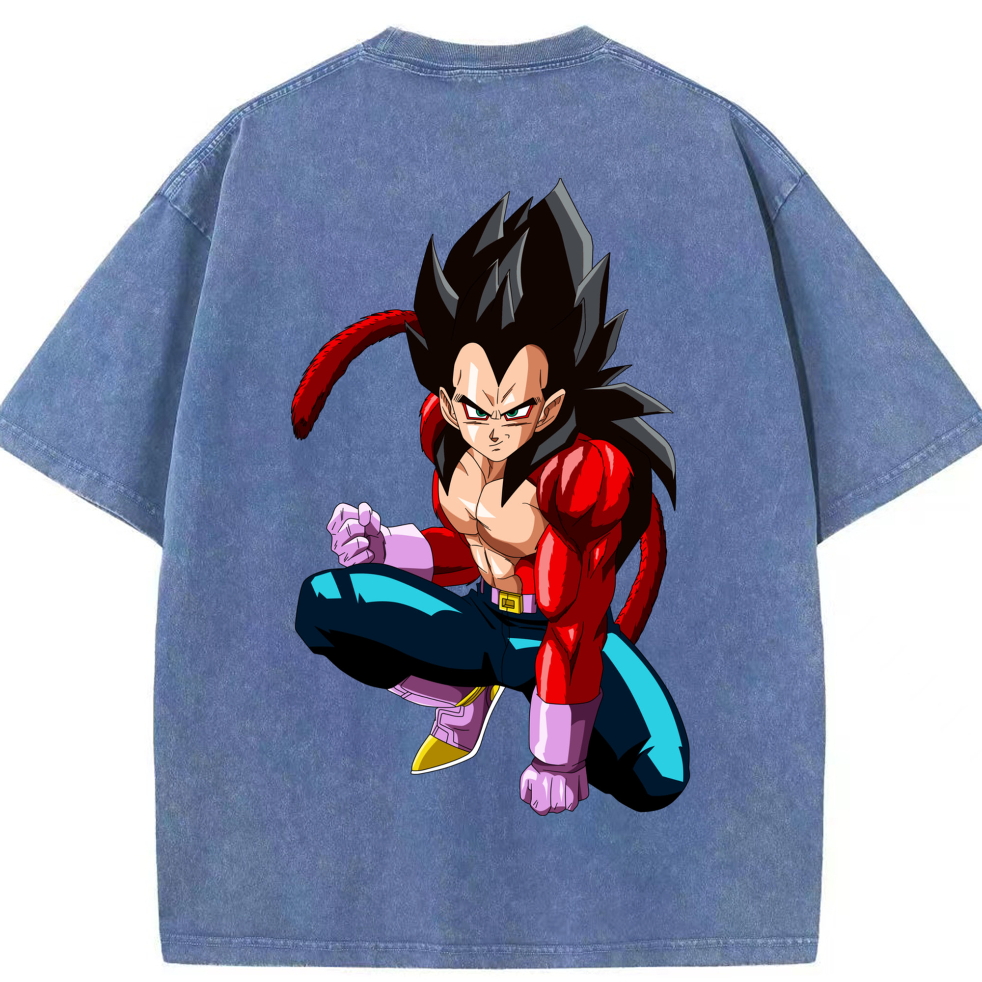 （画像用） ドラゴンボール ベジータ四世（Bejīta Yonsei）DRAGON BALL Vegeta IV 綿100% ヴィンテージ風 半袖Tシャツ（背面プリント）