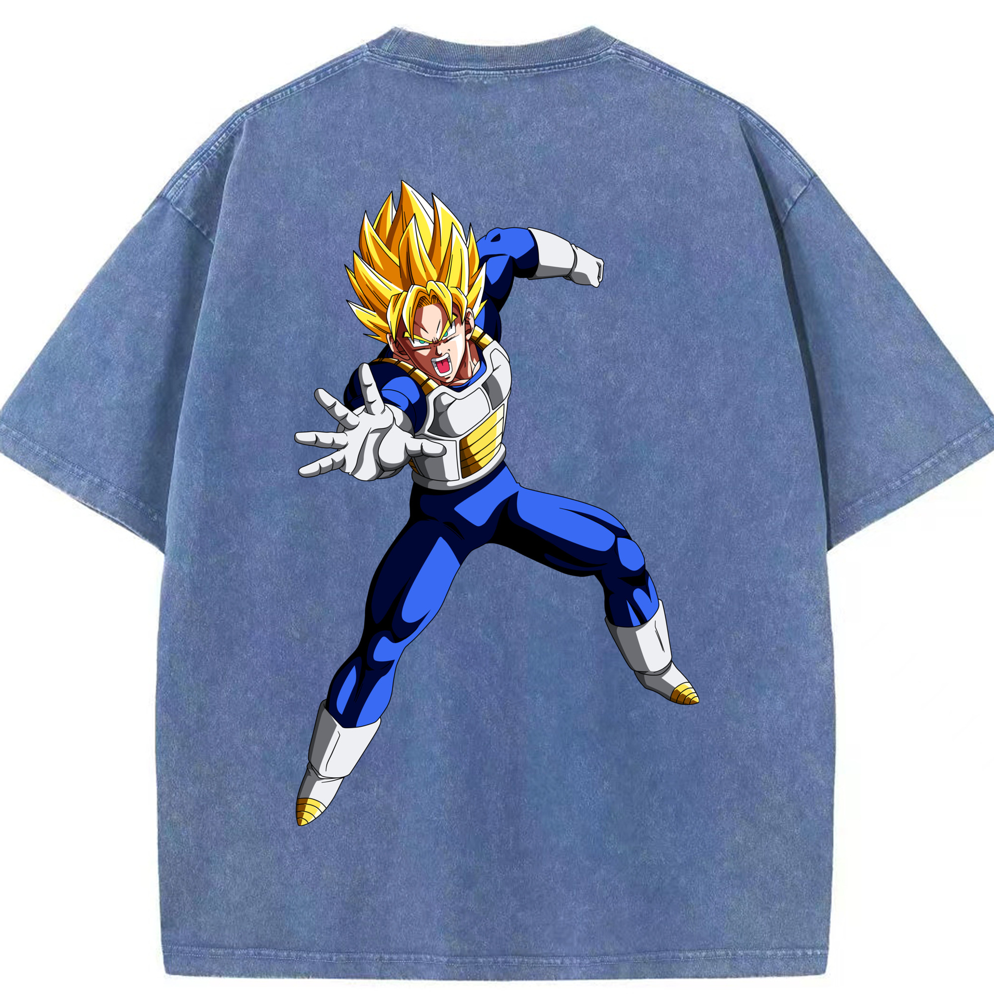 （画像用） ドラゴンボール ベジータ四世（Bejīta Yonsei）DRAGON BALL Vegeta IV 綿100% ヴィンテージ風 半袖Tシャツ（背面プリント）