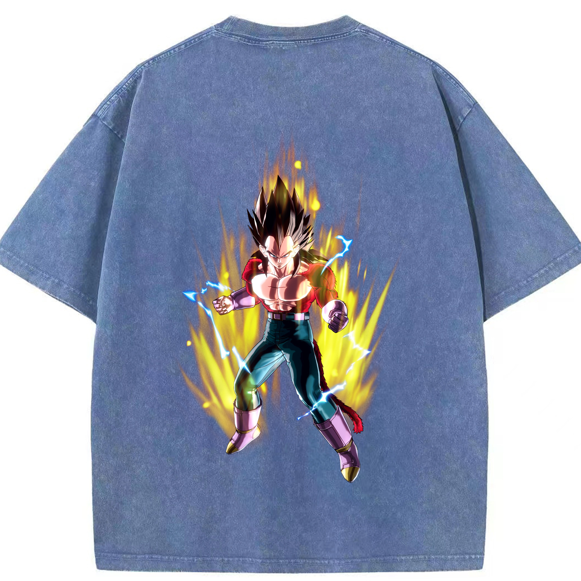 （画像用） ドラゴンボール ベジータ四世（Bejīta Yonsei）DRAGON BALL Vegeta IV 綿100% ヴィンテージ風 半袖Tシャツ（背面プリント）