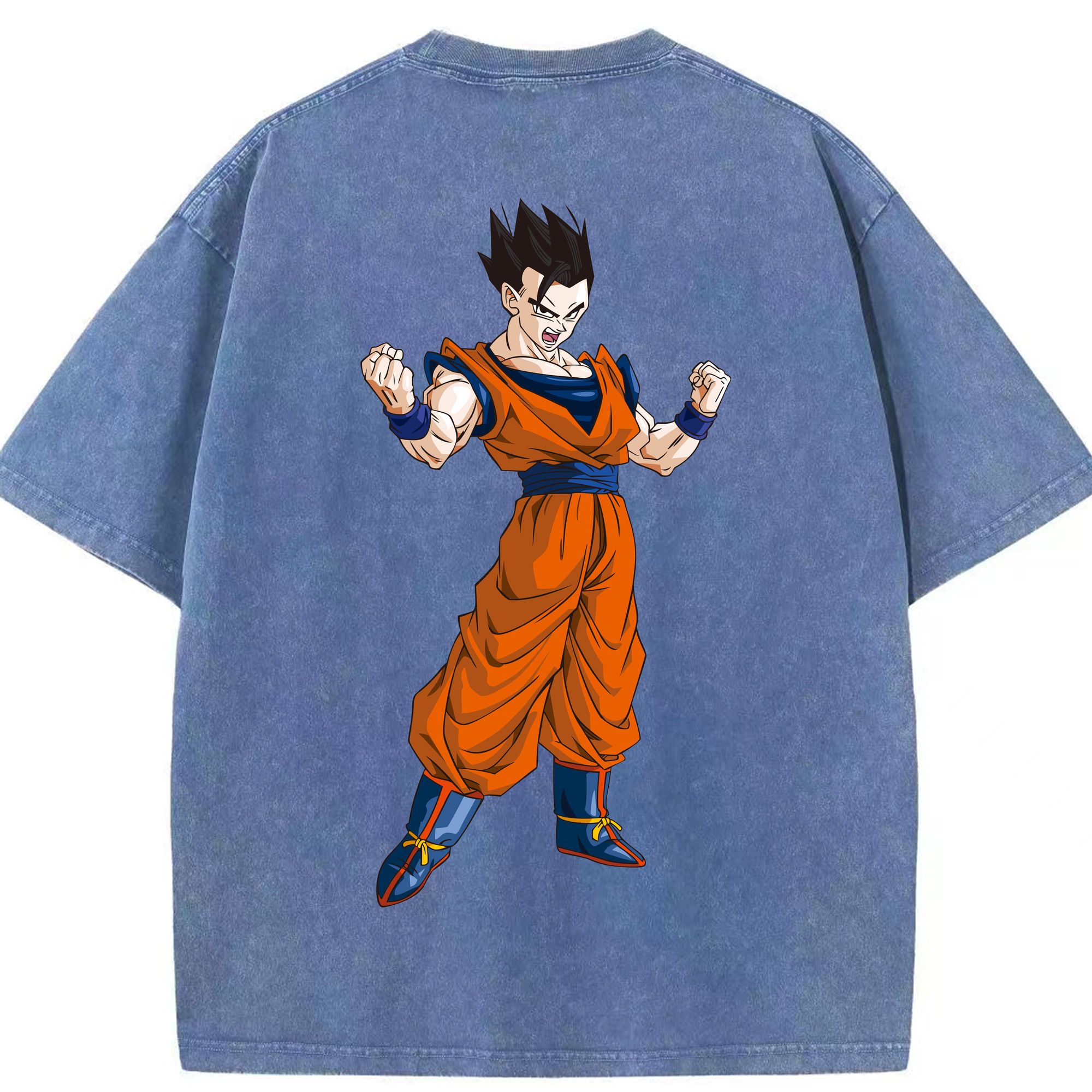（画像用） ドラゴンボール 孫 悟飯（そんごはん）DRAGON BALL Son Gohan 綿100% ヴィンテージ風 半袖Tシャツ（背面プリント）