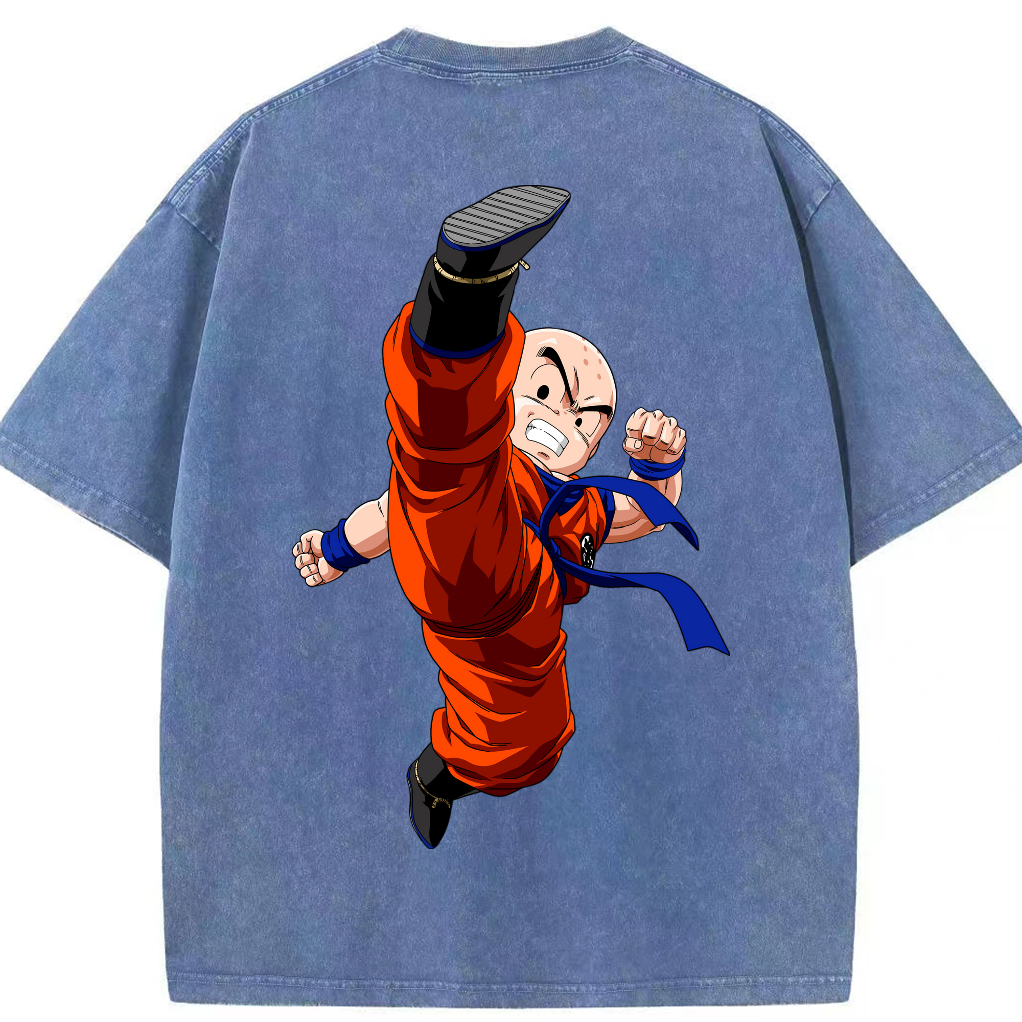 （画像用） ドラゴンボール クリリン DRAGON BALL krillin 綿100% ヴィンテージ風 半袖Tシャツ（背面プリント）